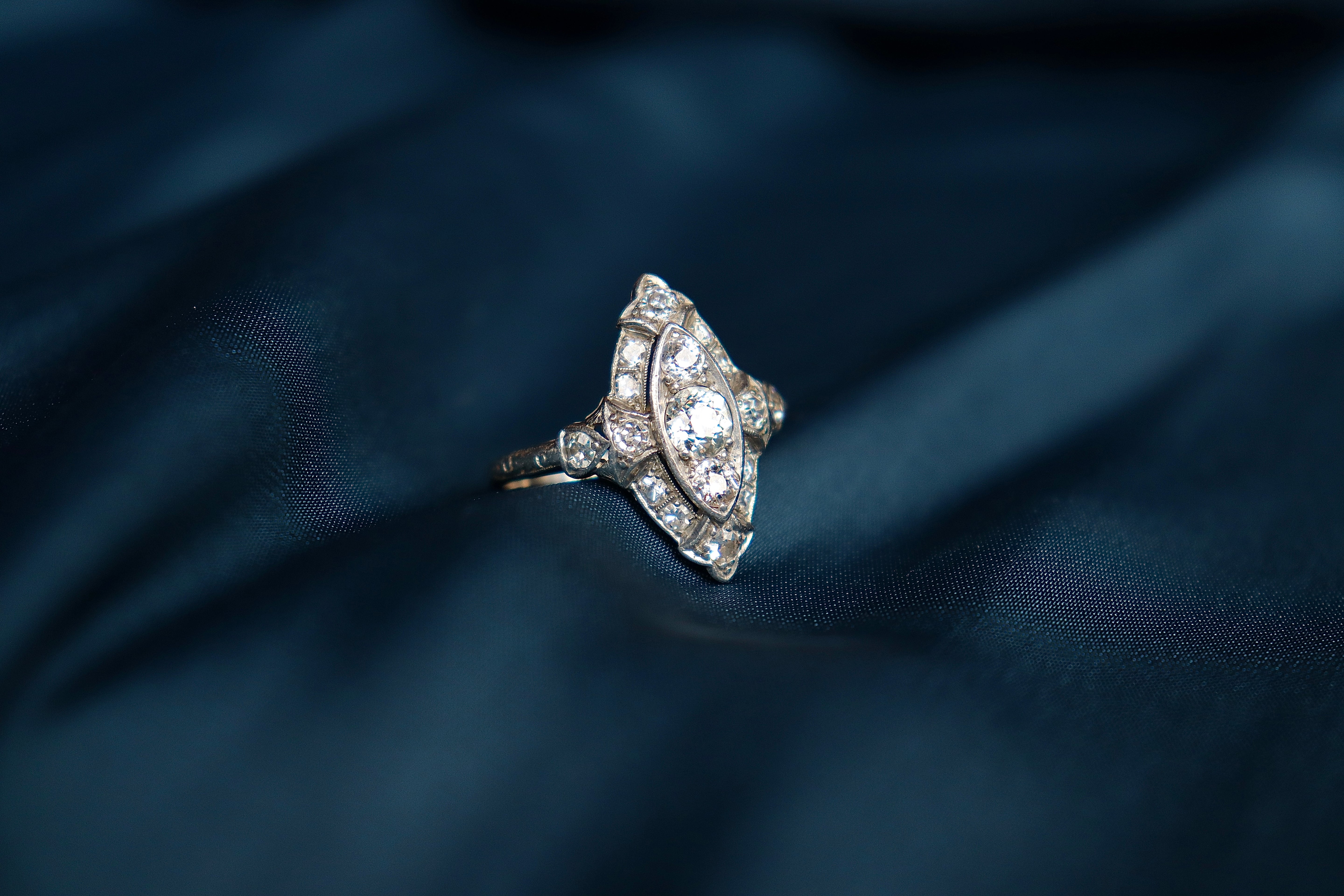 Platinum Art Deco Old Cut Diamond Ring