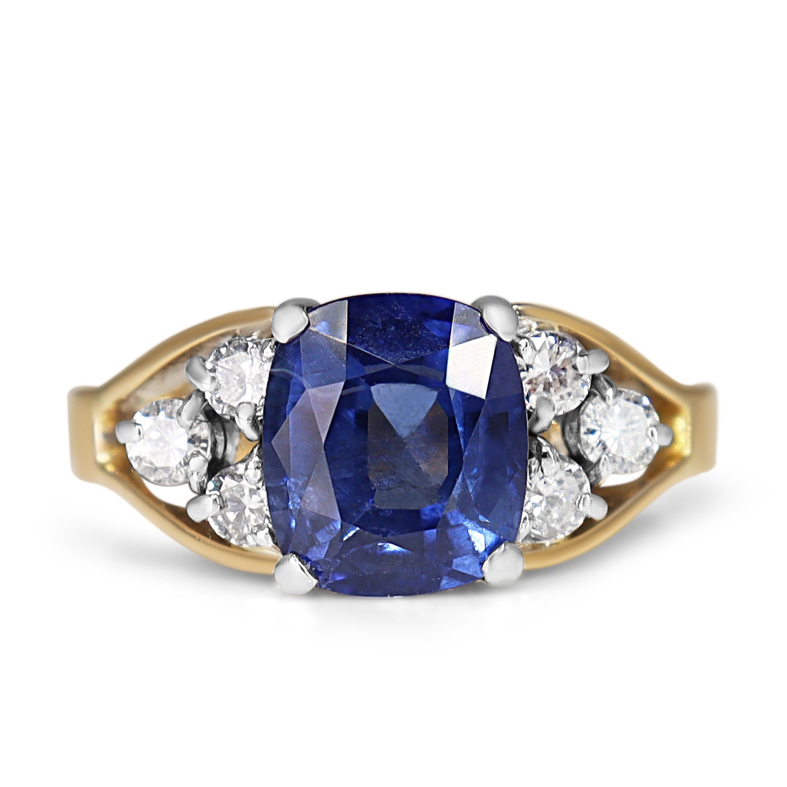 14ct Yellow and White Gold Sapphire and Diamond Ring - Burlington Jewellery