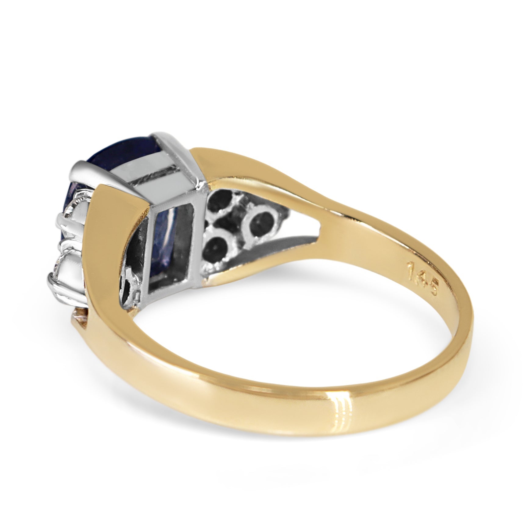 14ct Yellow and White Gold Sapphire and Diamond Ring - Burlington Jewellery