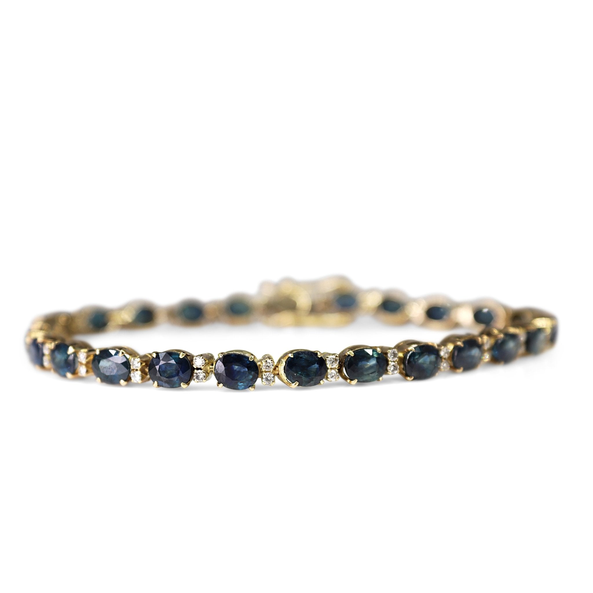 14ct Yellow Gold Sapphire and Diamond Bracelet - Burlington Jewellery
