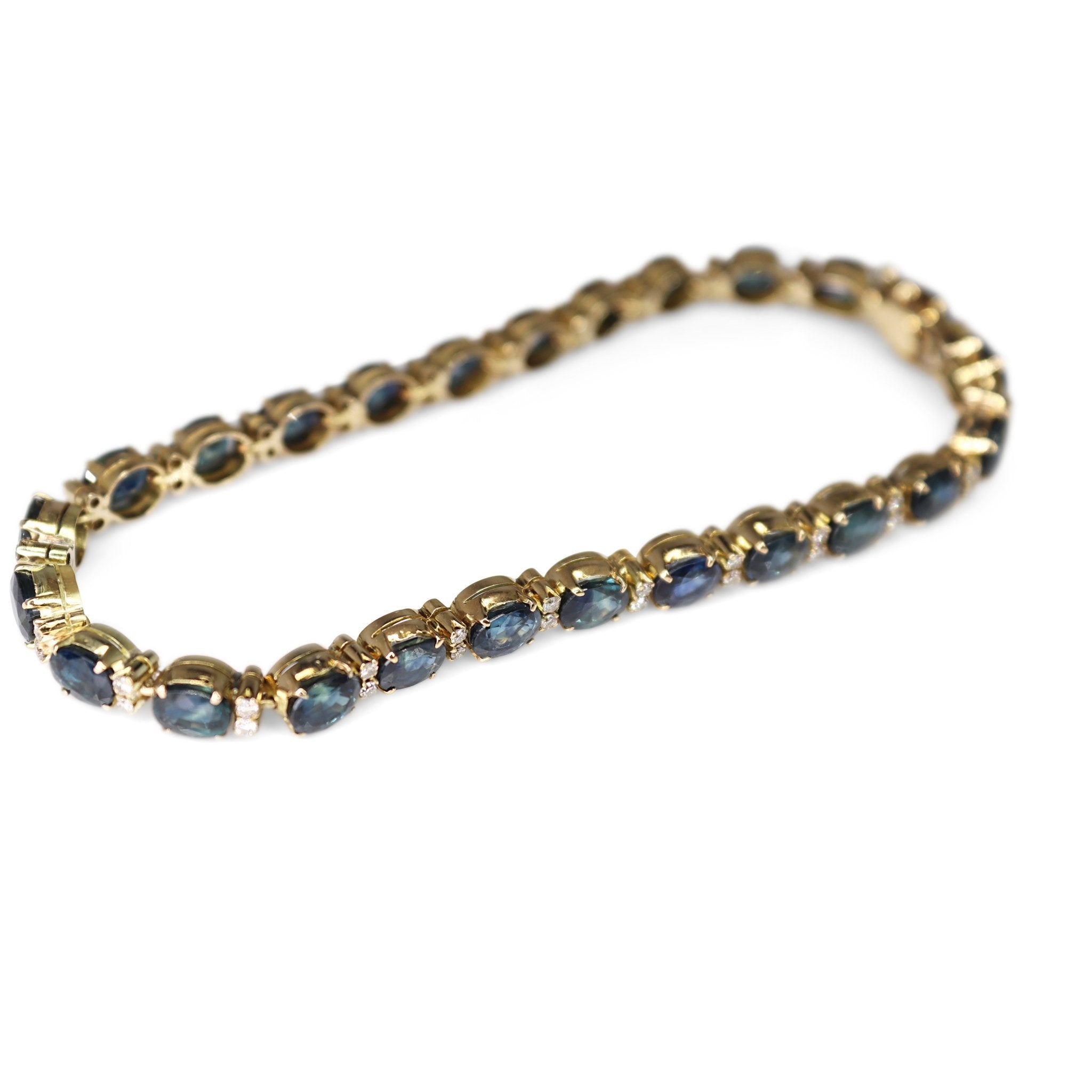 14ct Yellow Gold Sapphire and Diamond Bracelet - Burlington Jewellery