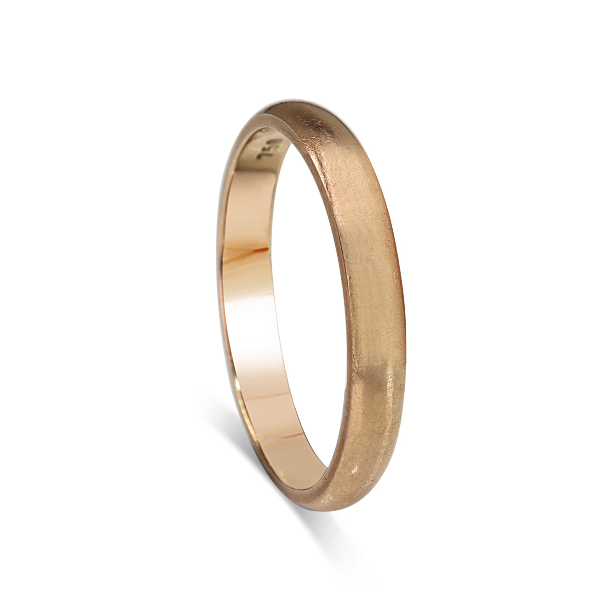 Front view of 18ct rose gold estate wedding band