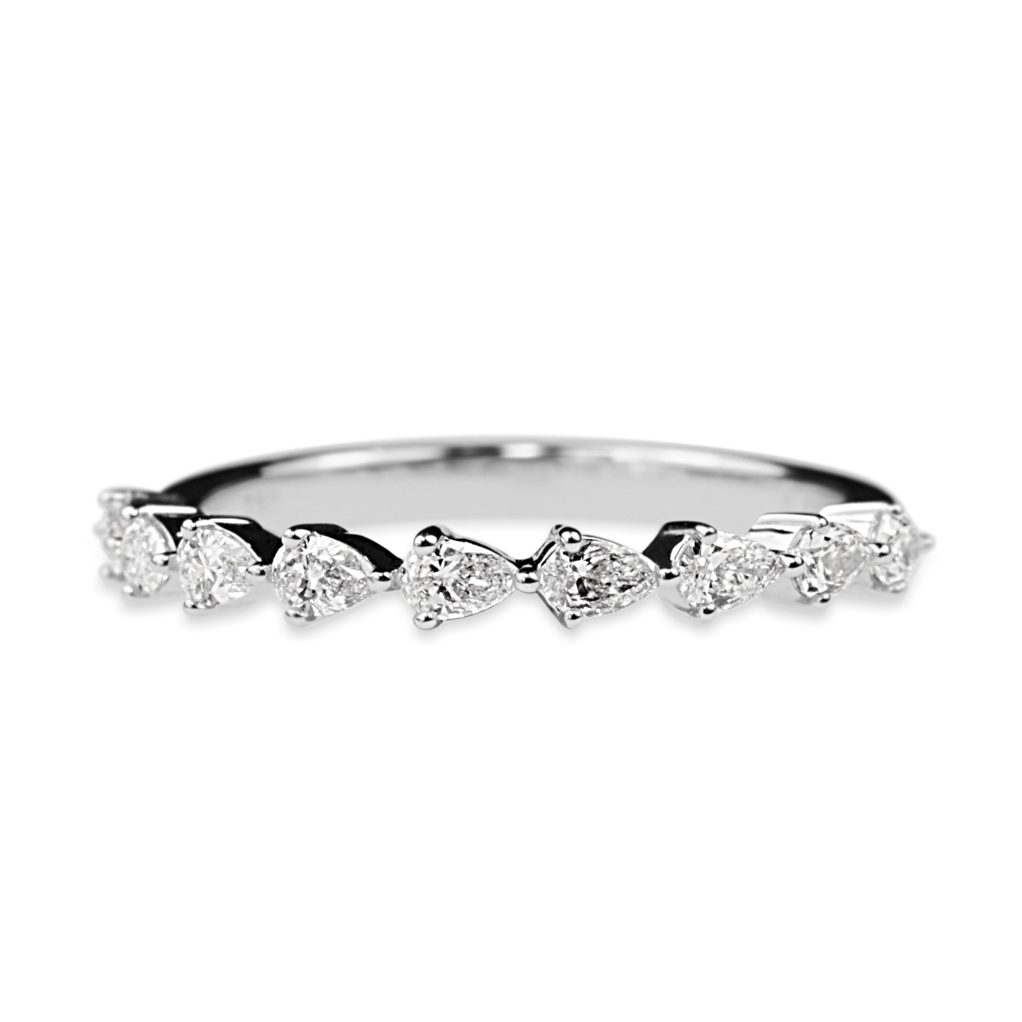 18ct white gold 0.41ct 9 stone pear diamond wedding band