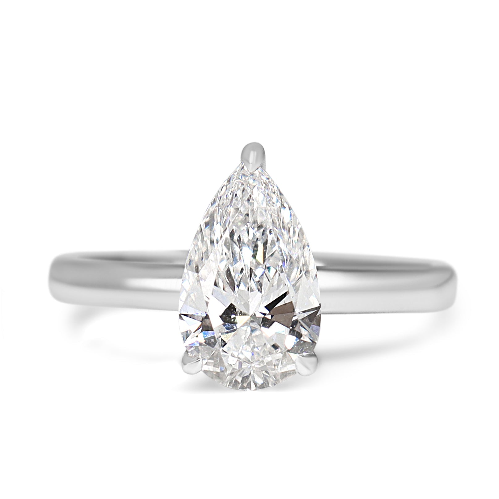18ct White Gold 1.64ct Lab Grown Diamond Pear Solitaire Ring - Burlington Jewellery