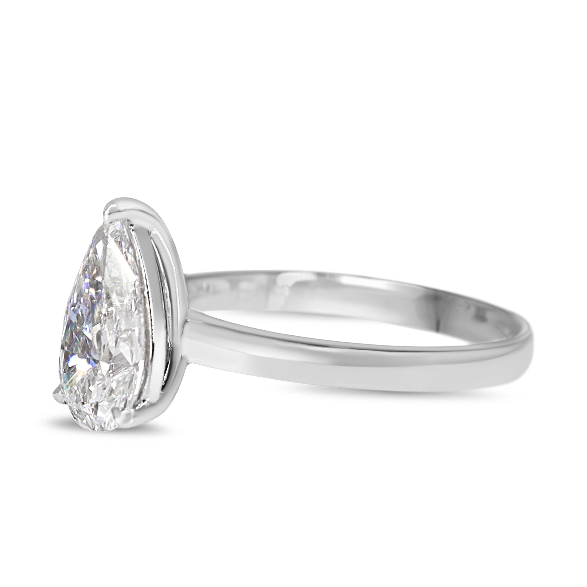 18ct White Gold 1.64ct Lab Grown Diamond Pear Solitaire Ring - Burlington Jewellery