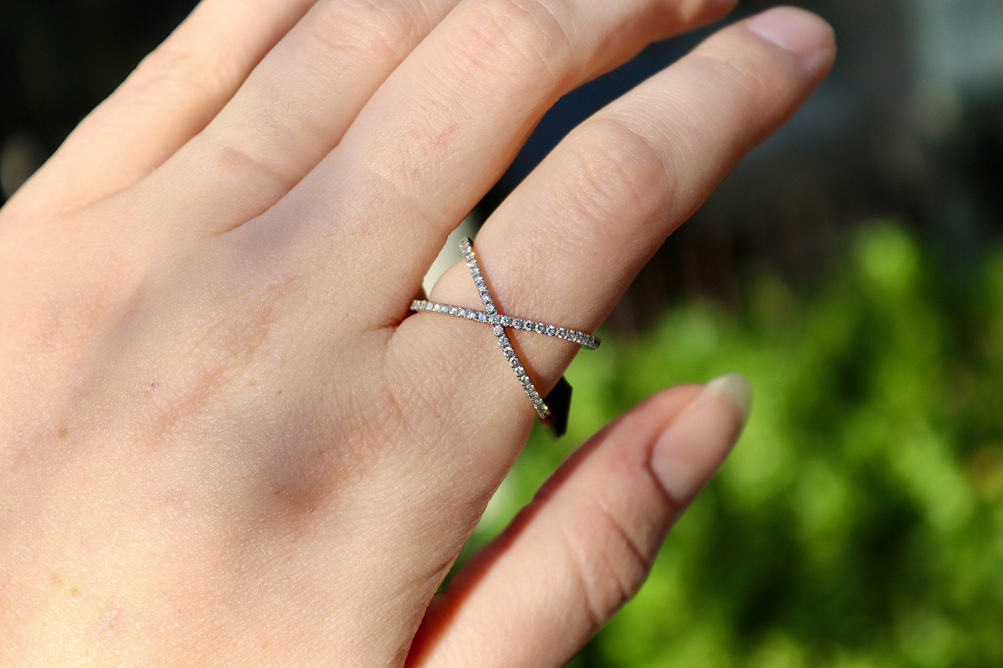 18ct White Gold Diamond Cross Over Cocktail Ring - Burlington Jewellery