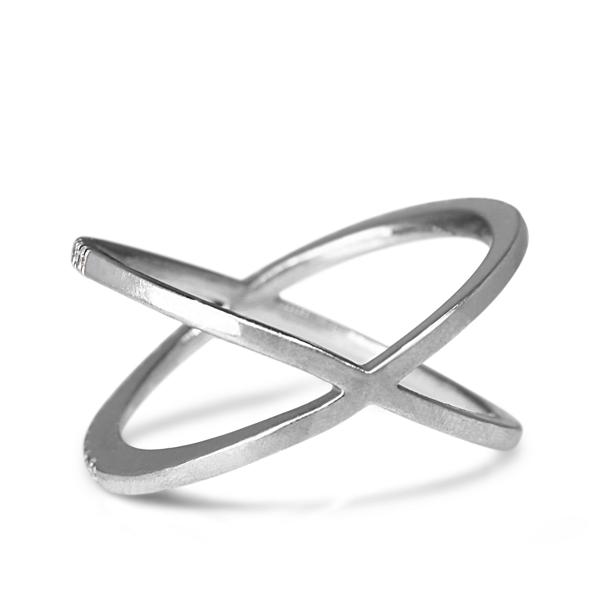 18ct White Gold Diamond Cross Over Cocktail Ring - Burlington Jewellery
