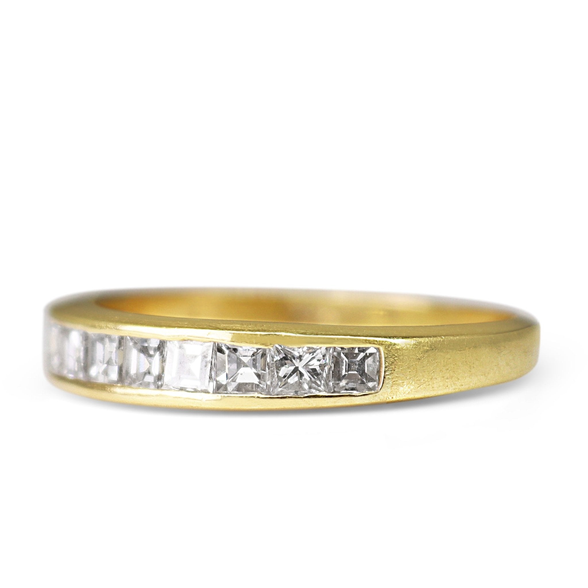 18ct Yellow Gold Carré Cut Diamond Channel Set Wedding Band - Burlington Jewellery