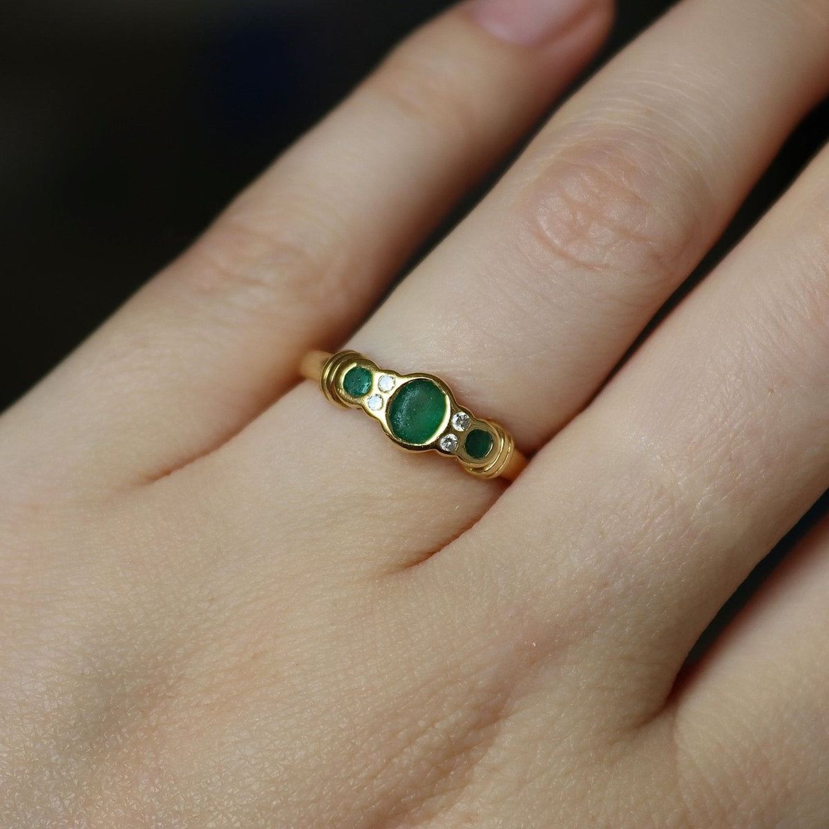 18ct Yellow Gold Emerald and Diamond Ring - Burlington Jewellery