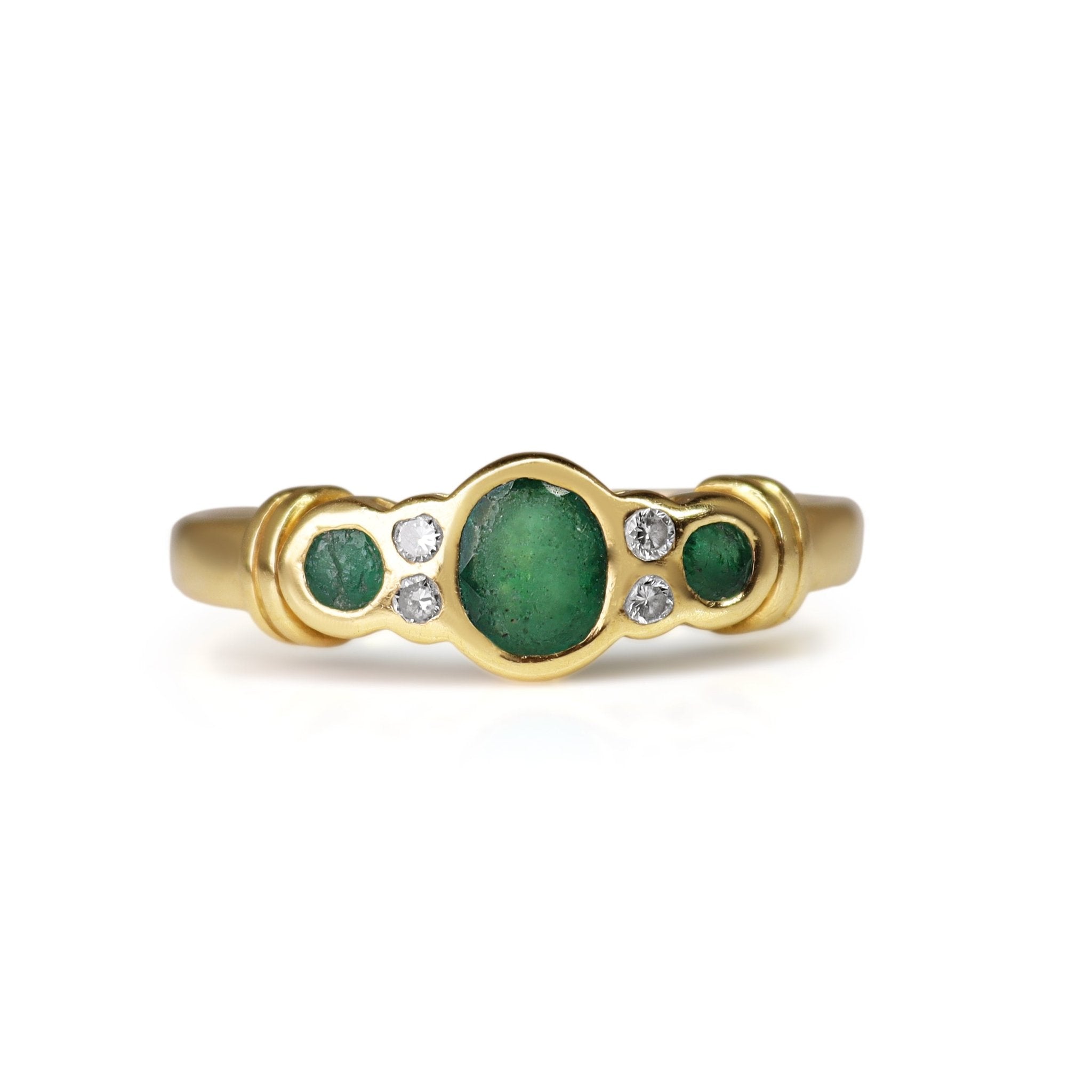 18ct Yellow Gold Emerald and Diamond Ring - Burlington Jewellery