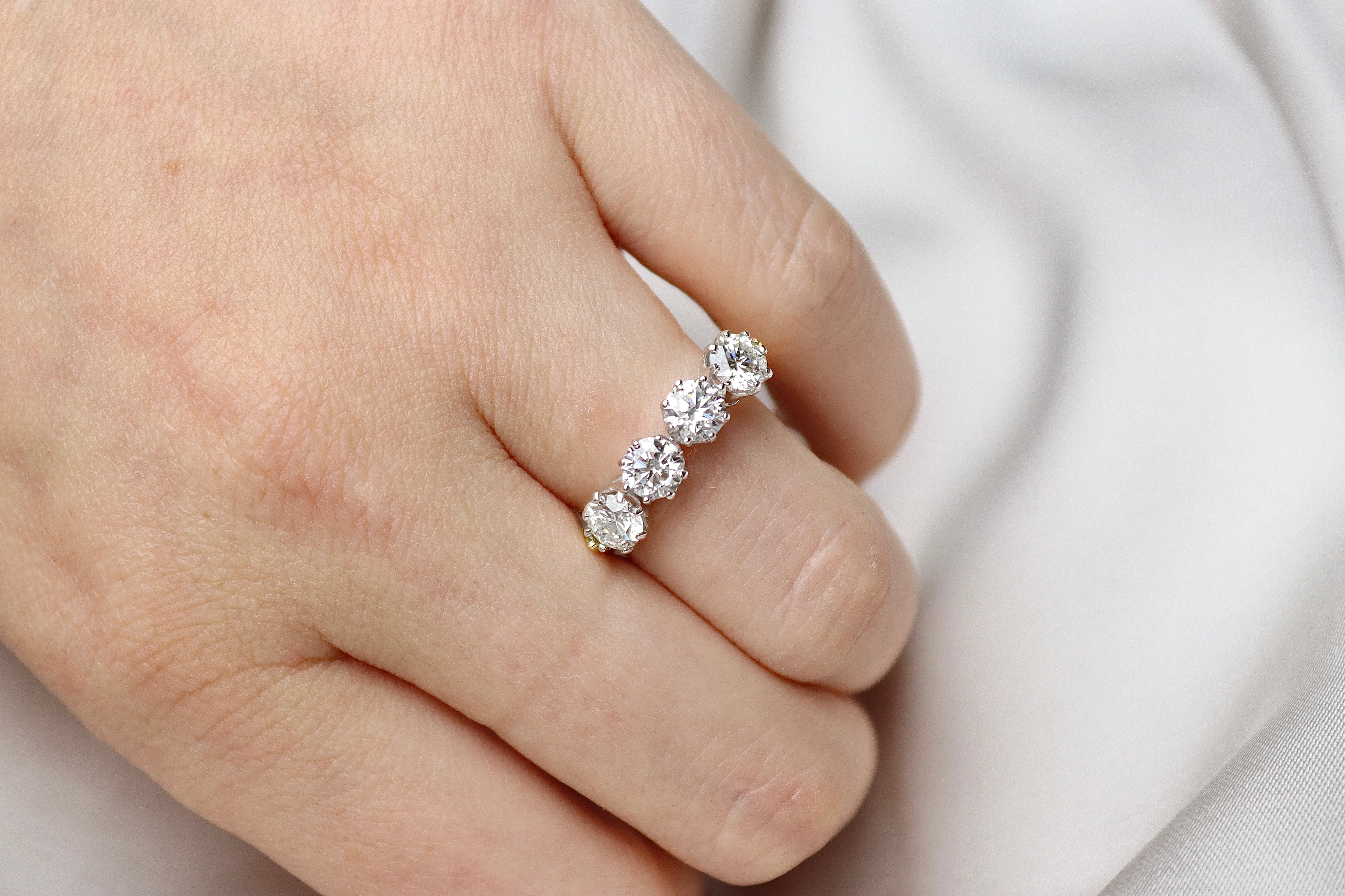 18ct Yellow and White Gold Antique Style 4 Stone Lab Grown Diamond Ring