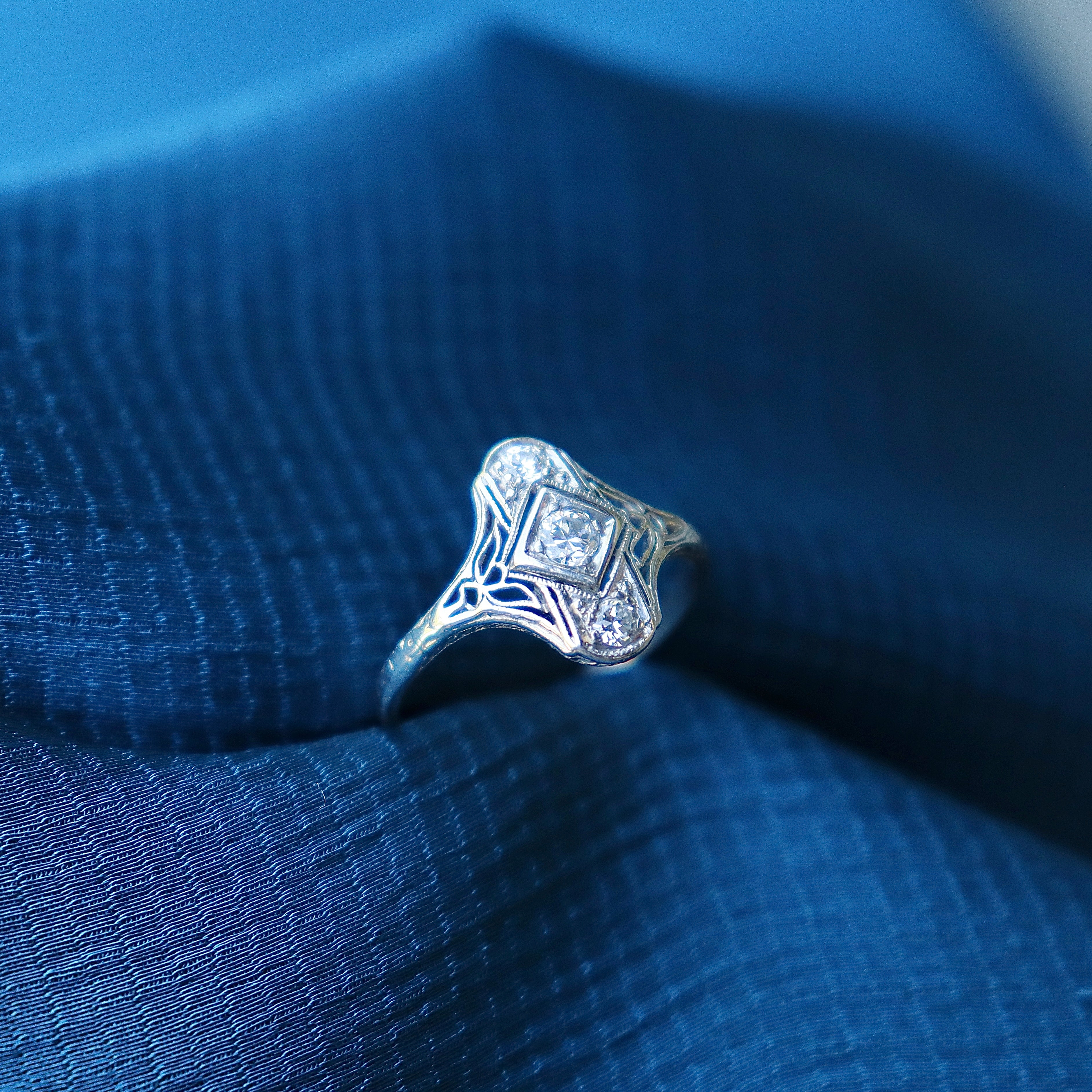 Platinum Art Deco Old Cut Diamond Ring