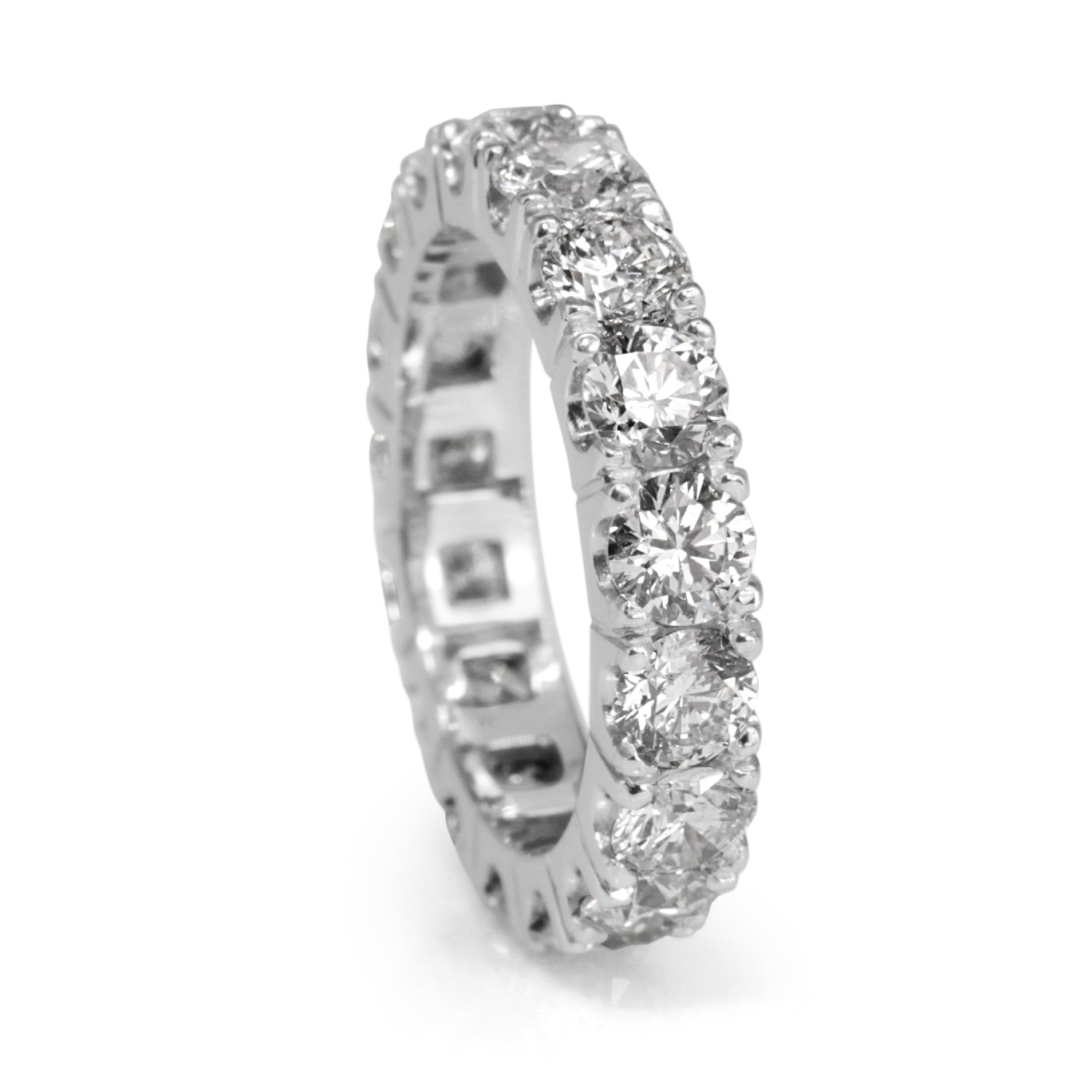 Front view of 3.75ct all round diamond wedding band