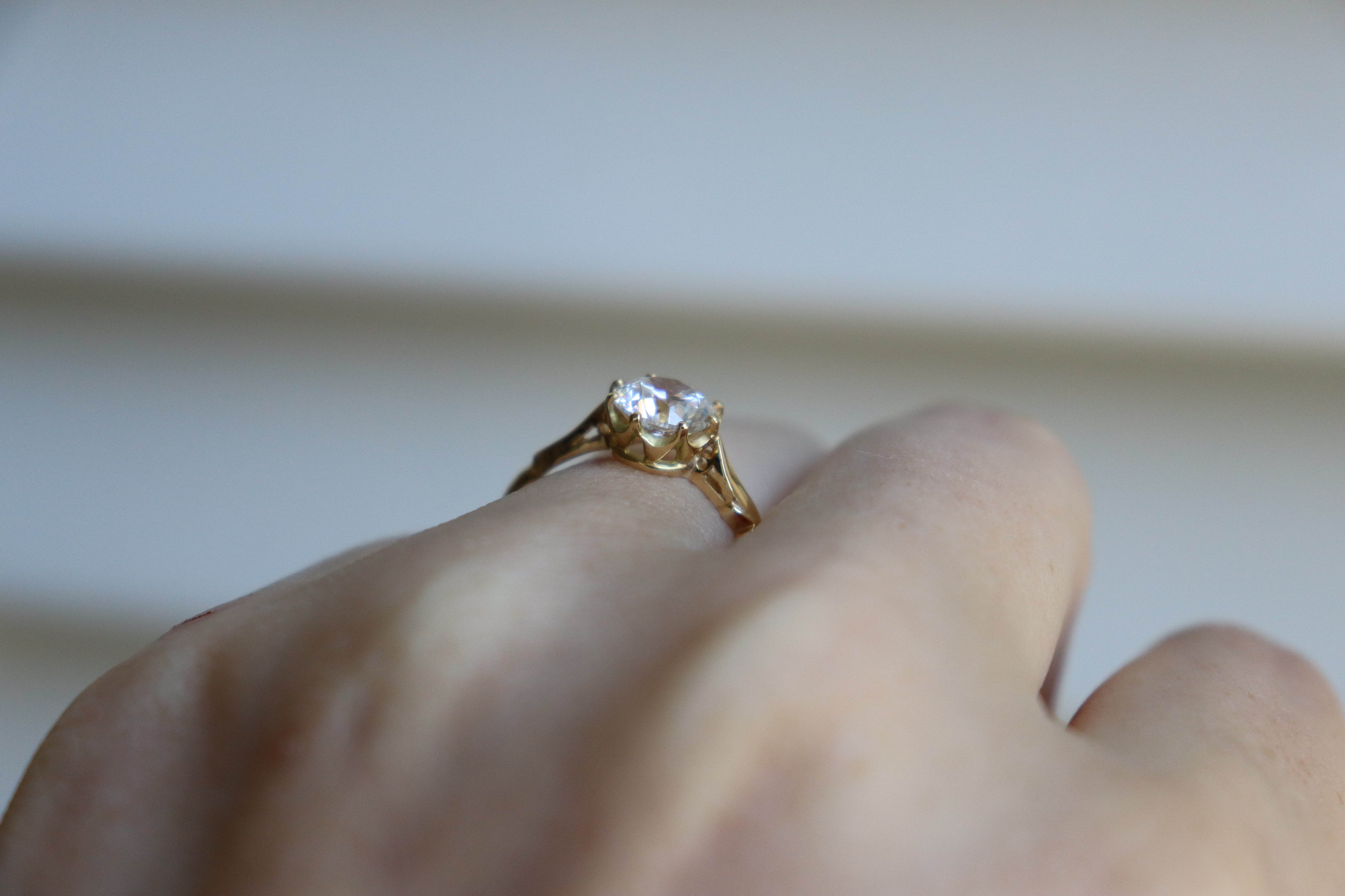 18ct Yellow Gold 1.25ct Vintage Style Lab Grown Diamond Solitaire Ring