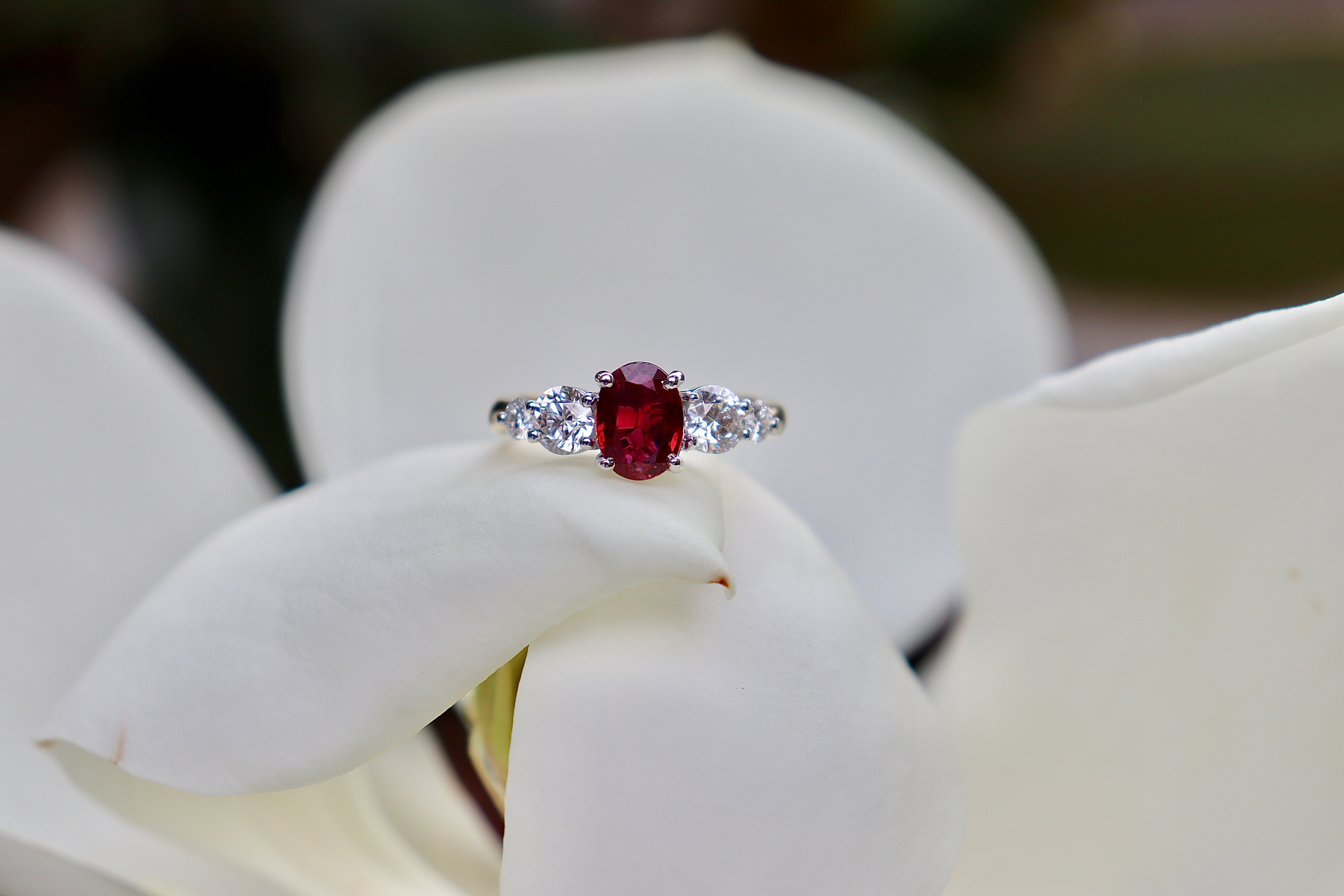 18ct Yellow and White Gold Ruby and Diamond 5 Stone Ring