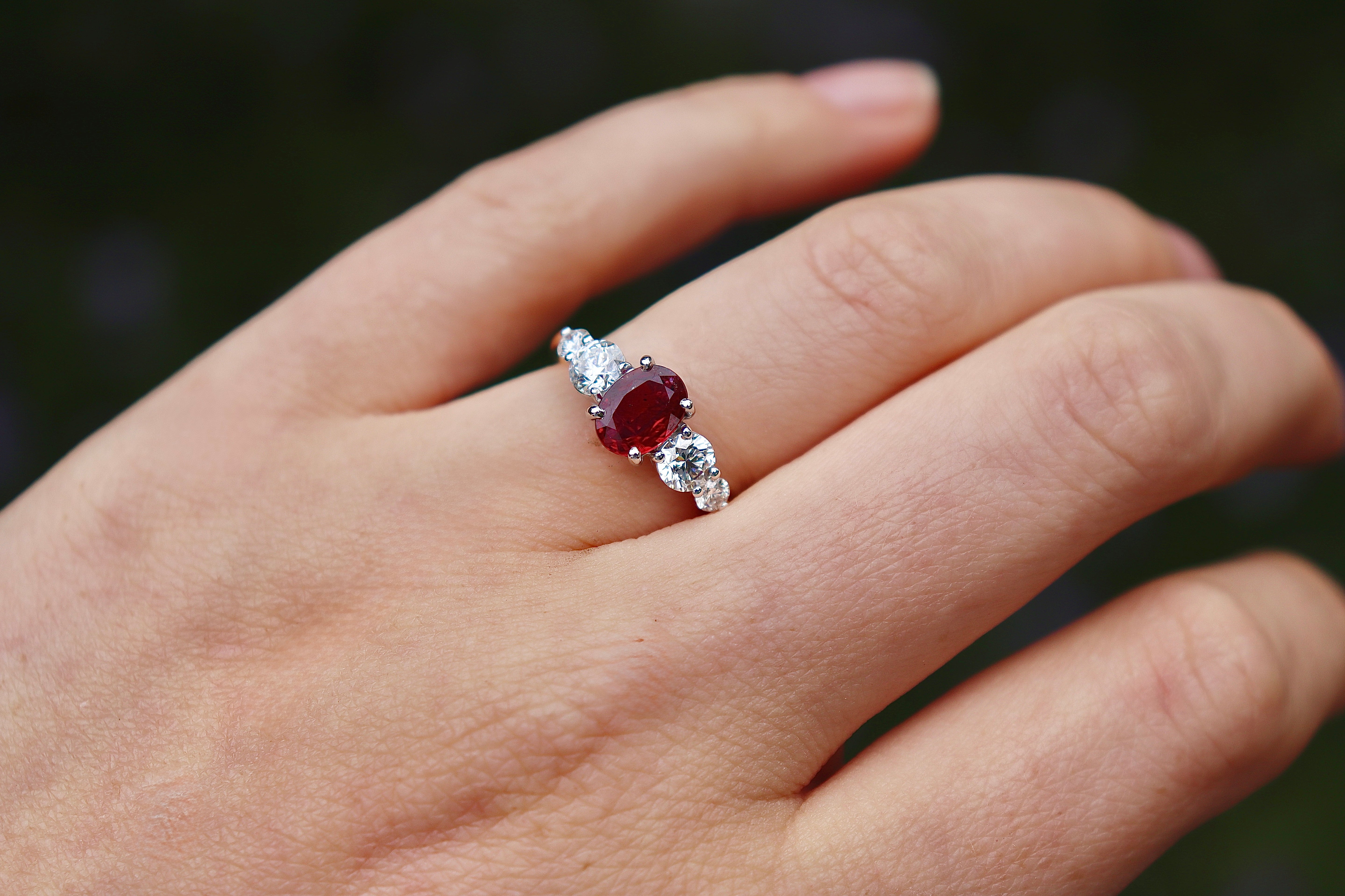 18ct Yellow and White Gold Ruby and Diamond 5 Stone Ring