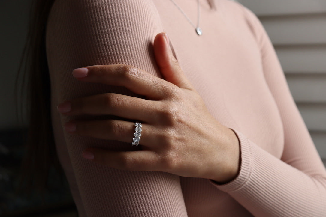 18ct White Gold 5 Stone Oval Lab Grown Diamond Ring