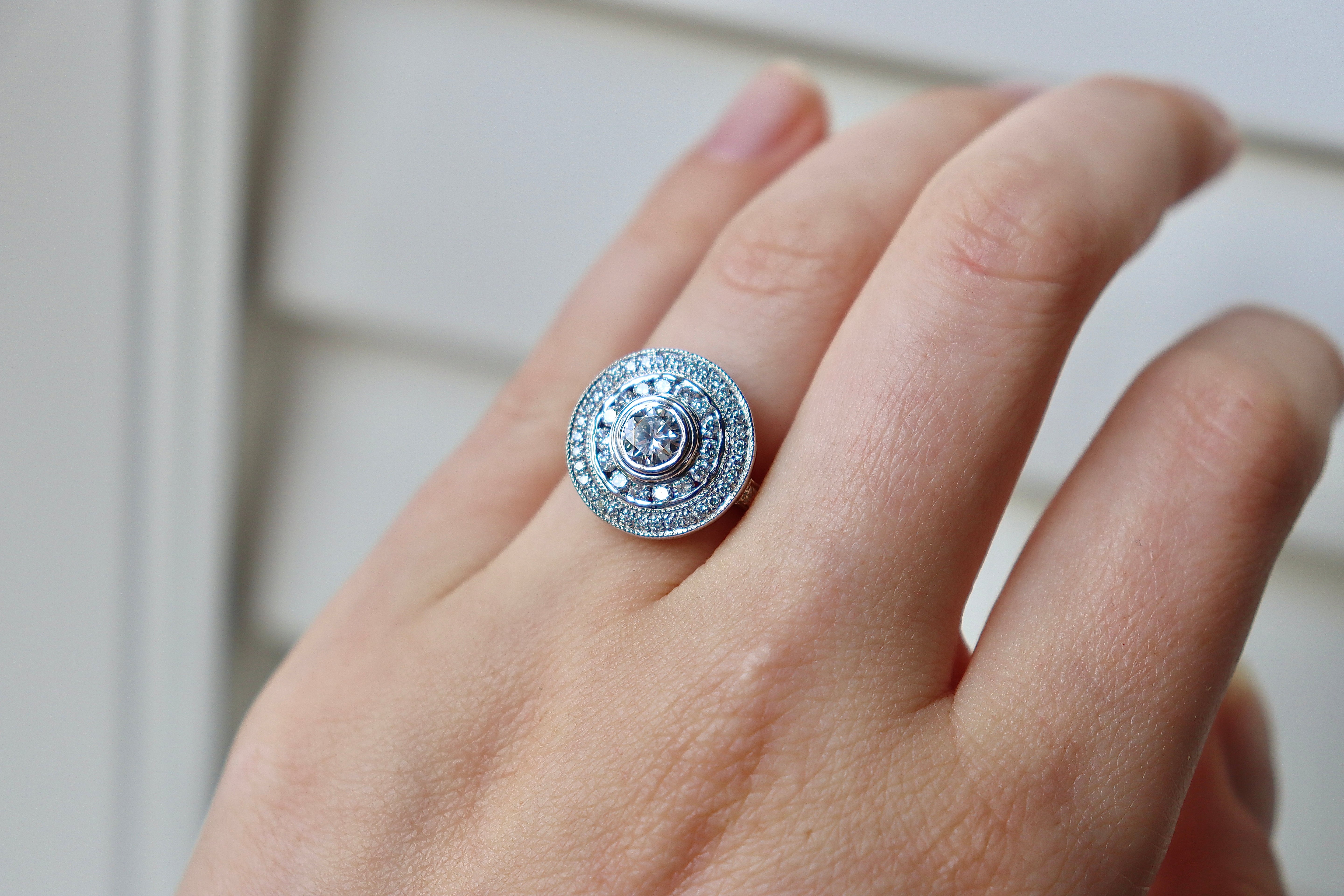 18ct Yellow and White Gold Diamond Double Halo Ring