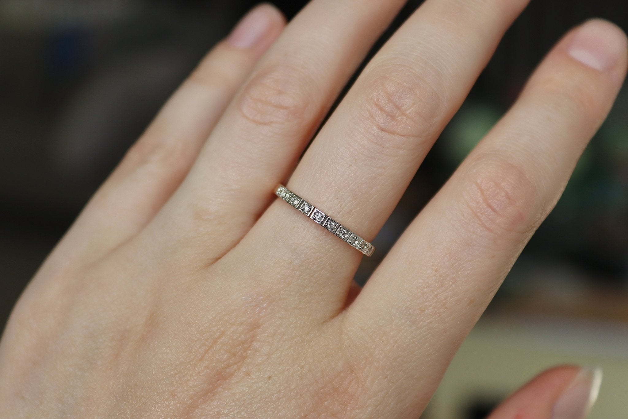 9ct Yellow and White Gold Deco Style Diamond Band Ring - Burlington Jewellery