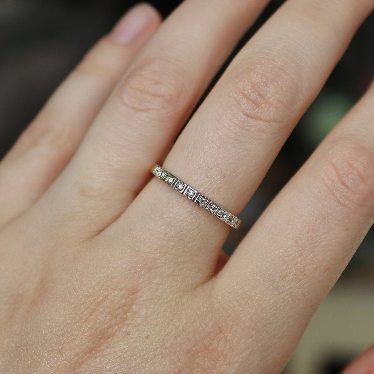 9ct Yellow and White Gold Deco Style Diamond Band Ring - Burlington Jewellery