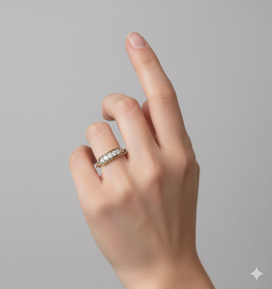 18ct Yellow and White Gold Antique Old Cut Diamond Band Ring