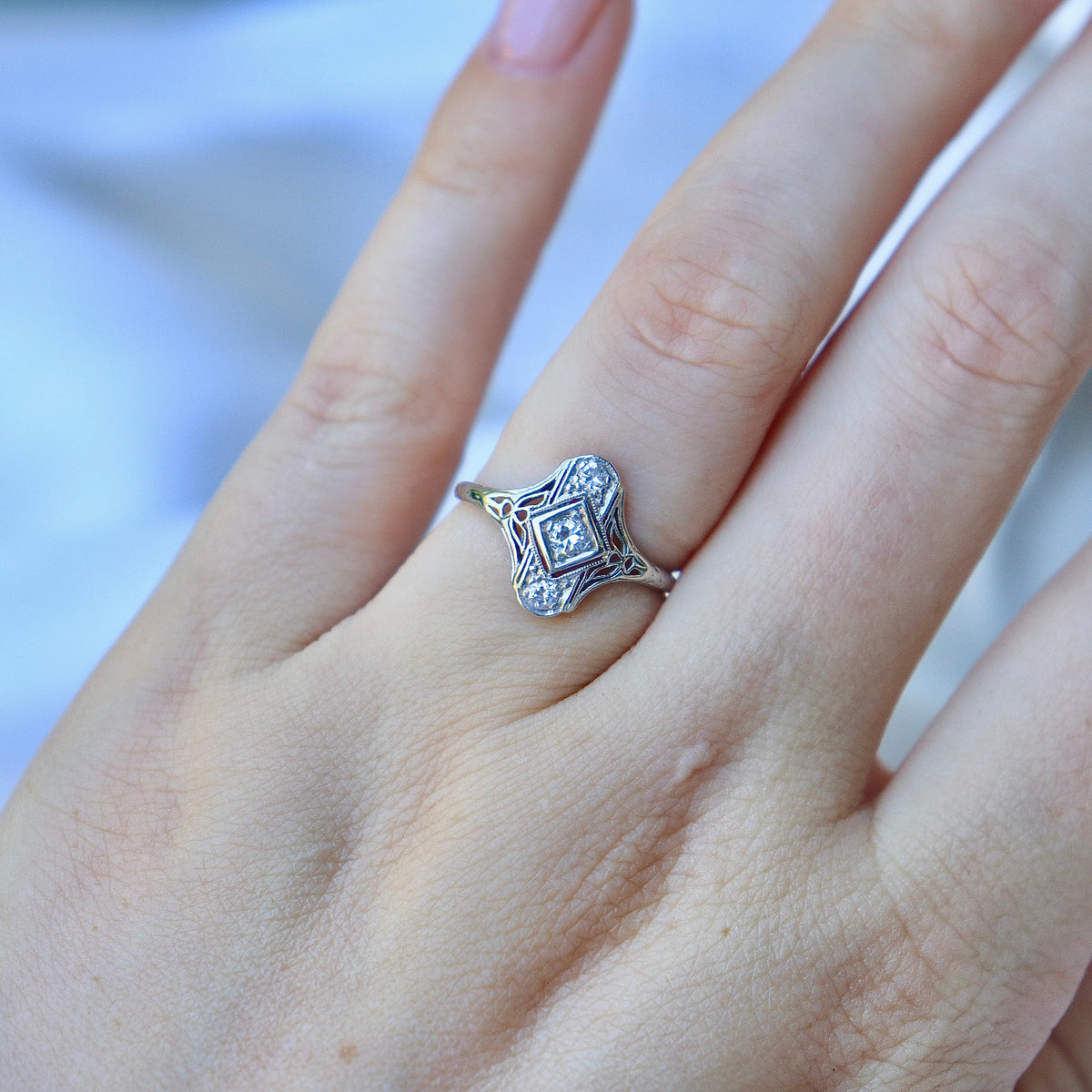 Platinum Art Deco Old Cut Diamond Ring