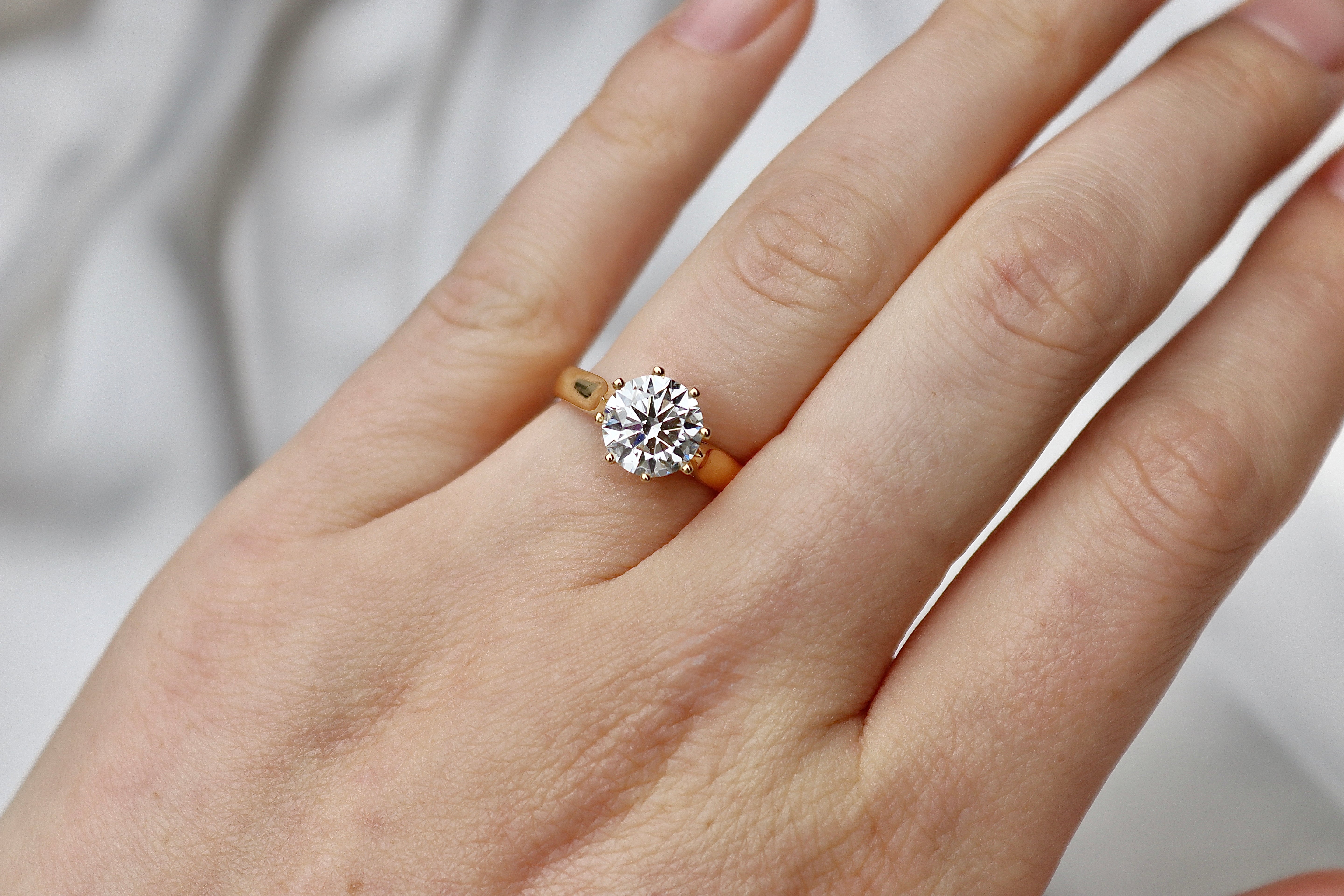 18ct Yellow Gold 6 Claw 2.00ct Lab Grown Diamond Solitaire Ring