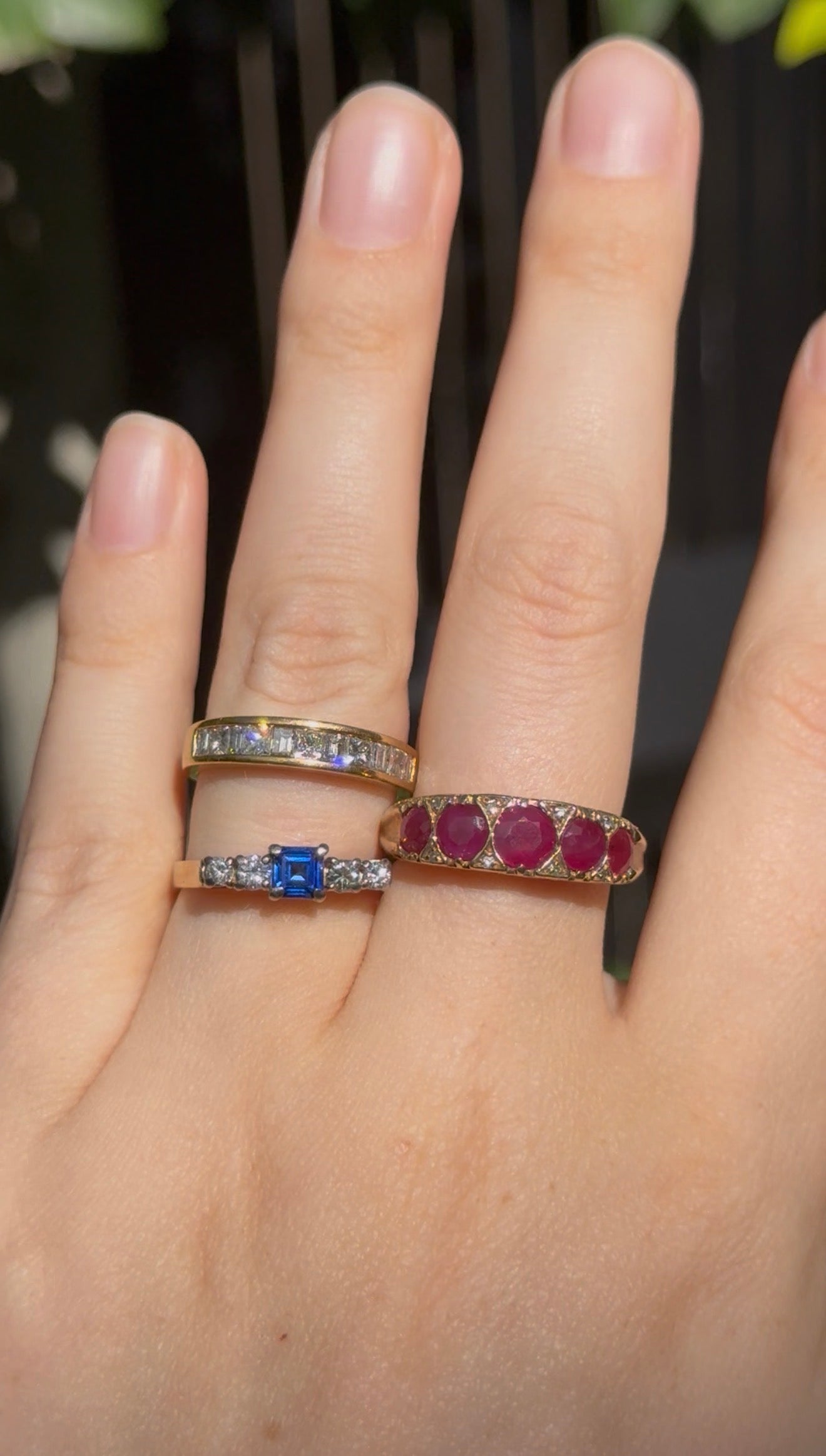 18ct Yellow Gold Baguette and Princess Cut Diamond Band Ring