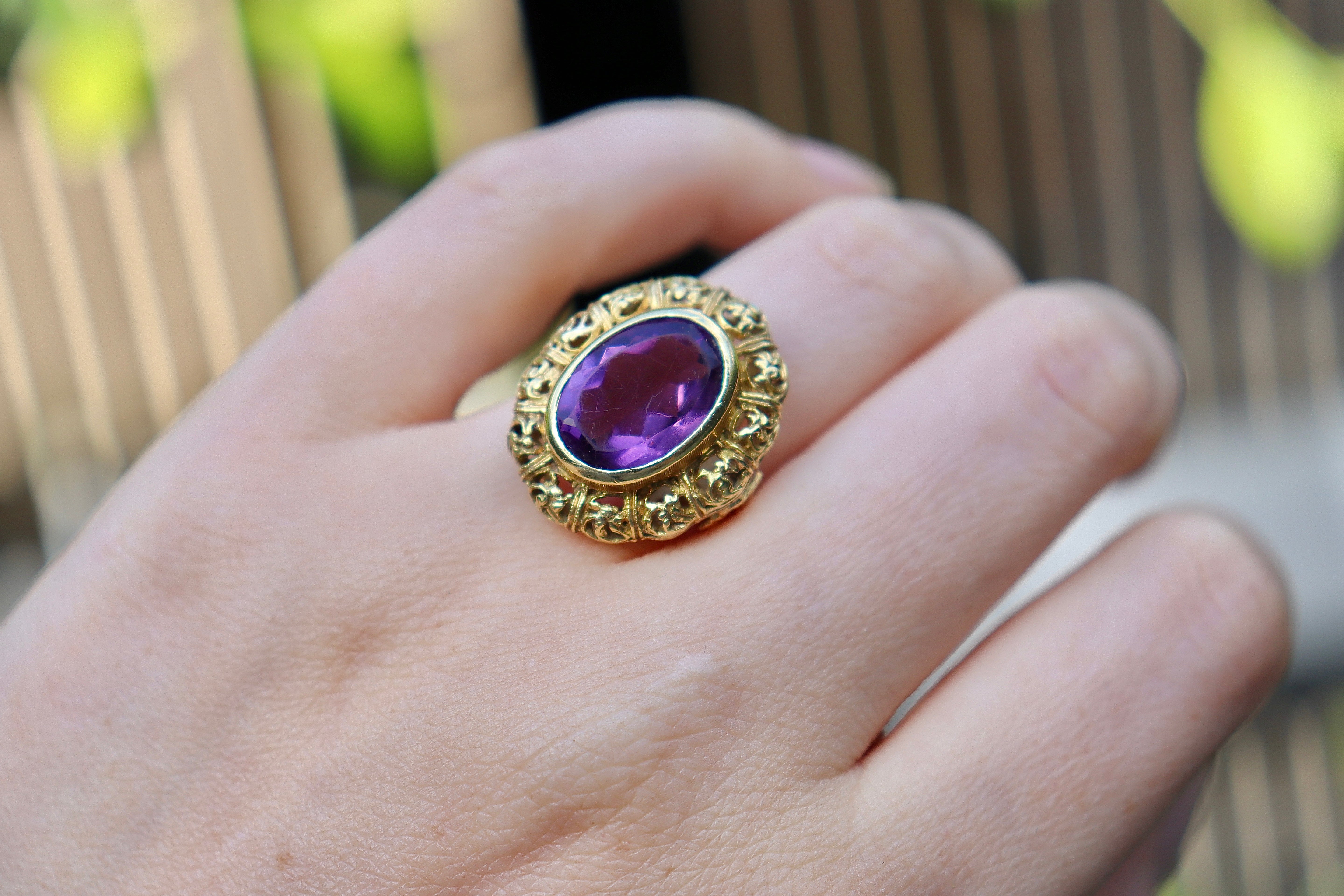 18ct Yellow Gold Amethyst Vintage Ring