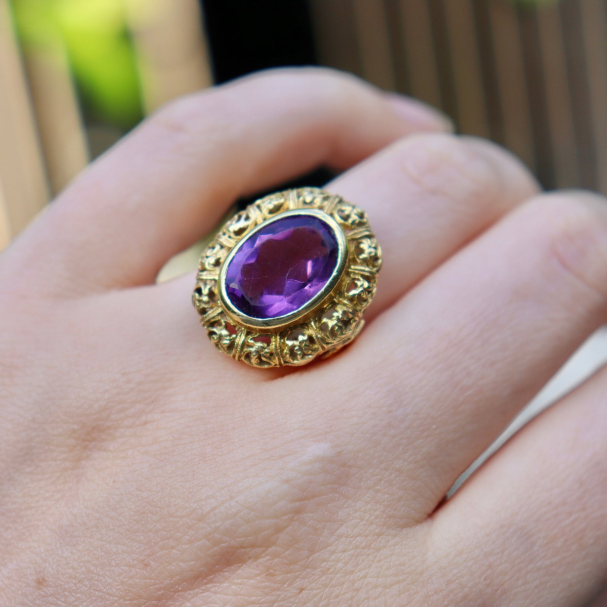 18ct Yellow Gold Amethyst Vintage Ring