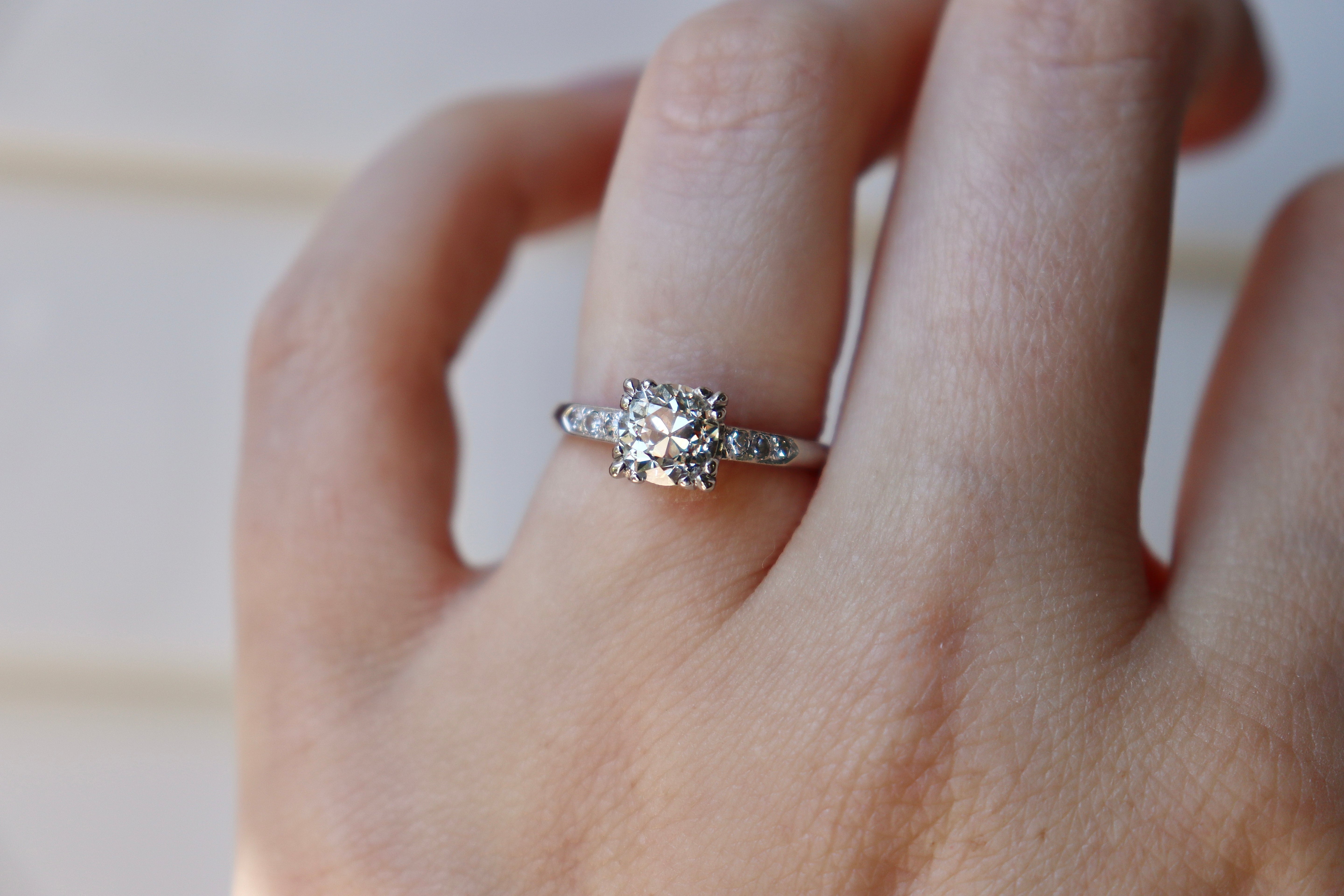 Platinum Old Cut Diamond Solitaire Ring