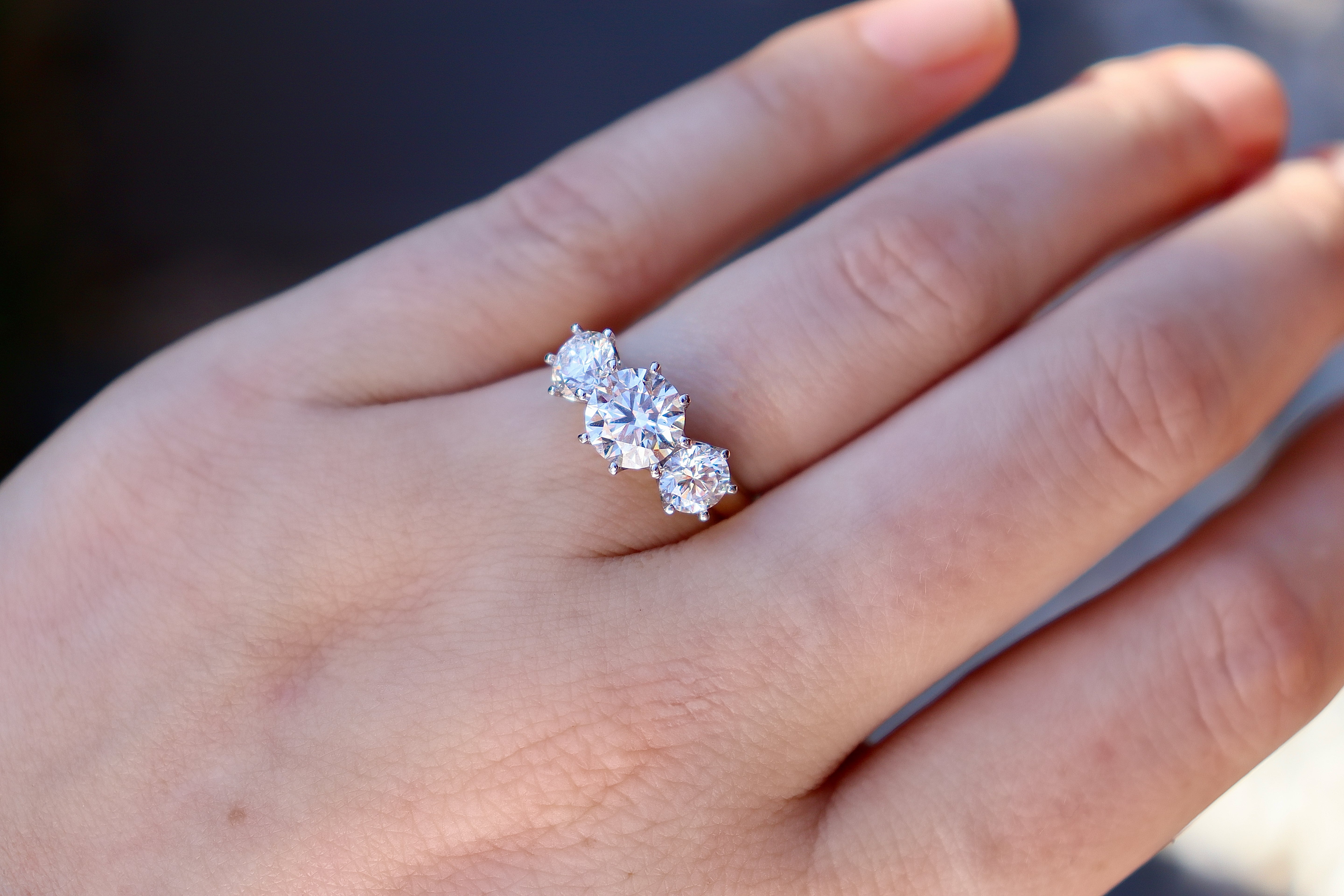 18ct Yellow and White Gold Lab Grown Diamond 3 Stone Ring