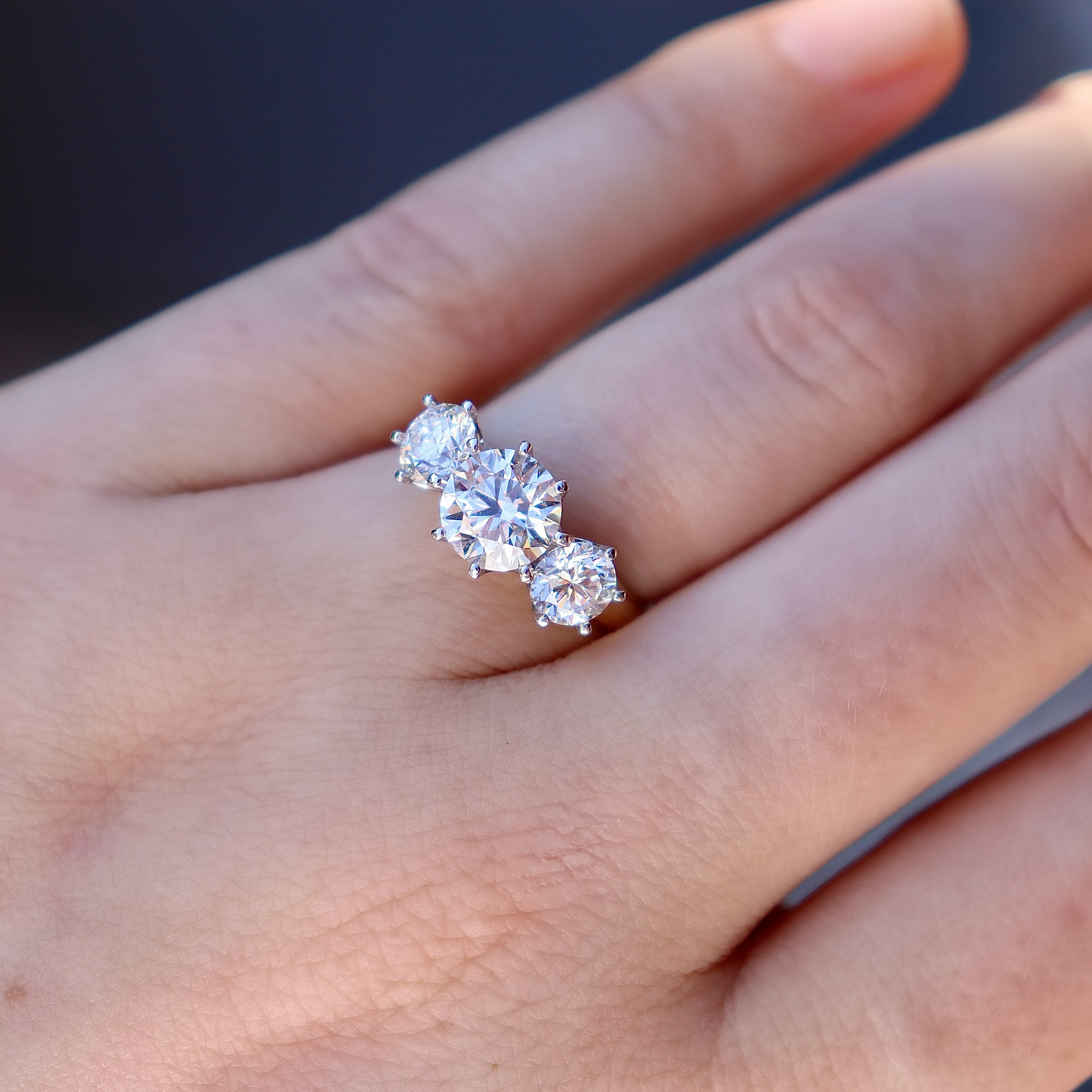 18ct Yellow and White Gold Lab Grown Diamond 3 Stone Ring