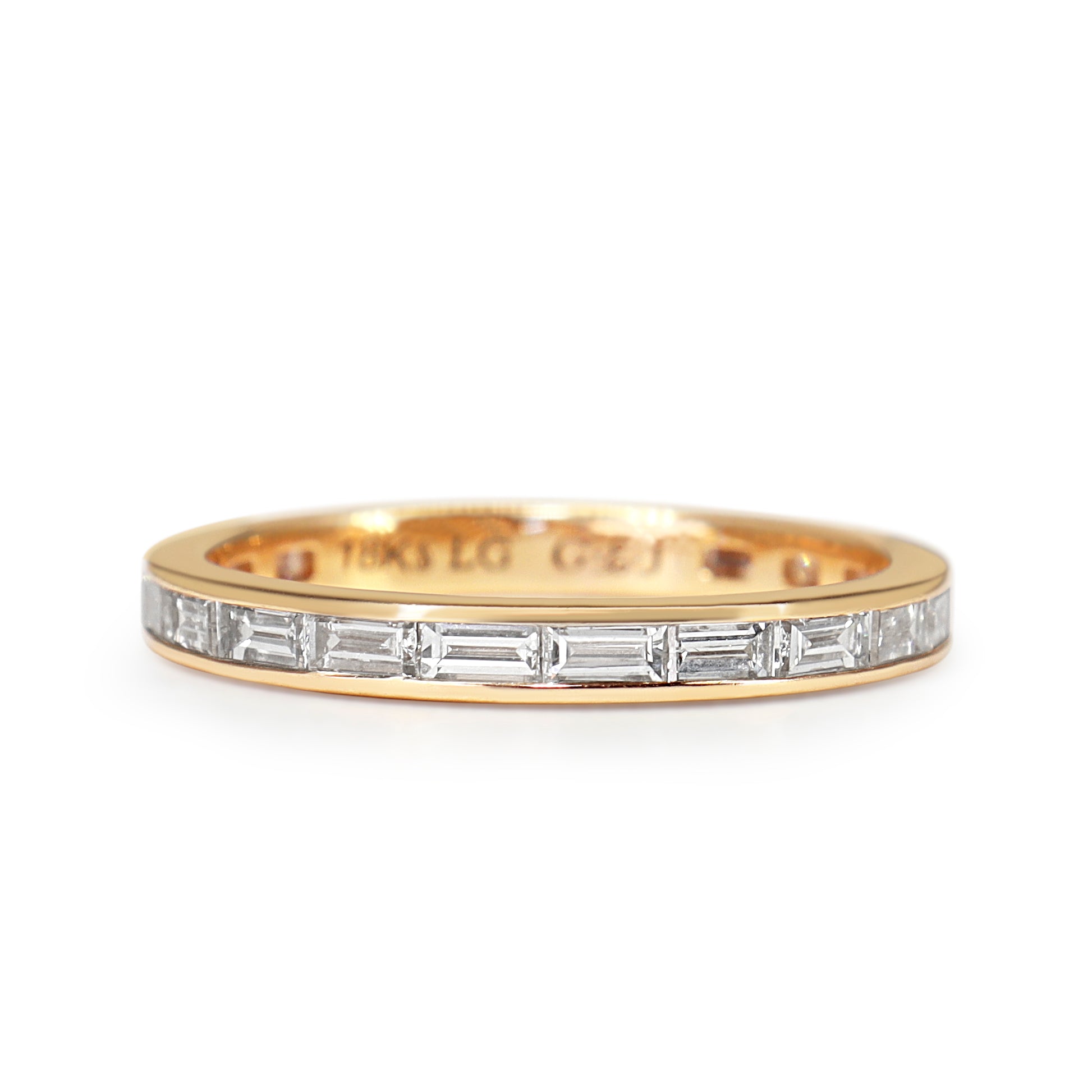 18ct rose gold baguette diamond wedding band featuring 1.00ct total diamond weight and a 2.5mm profile