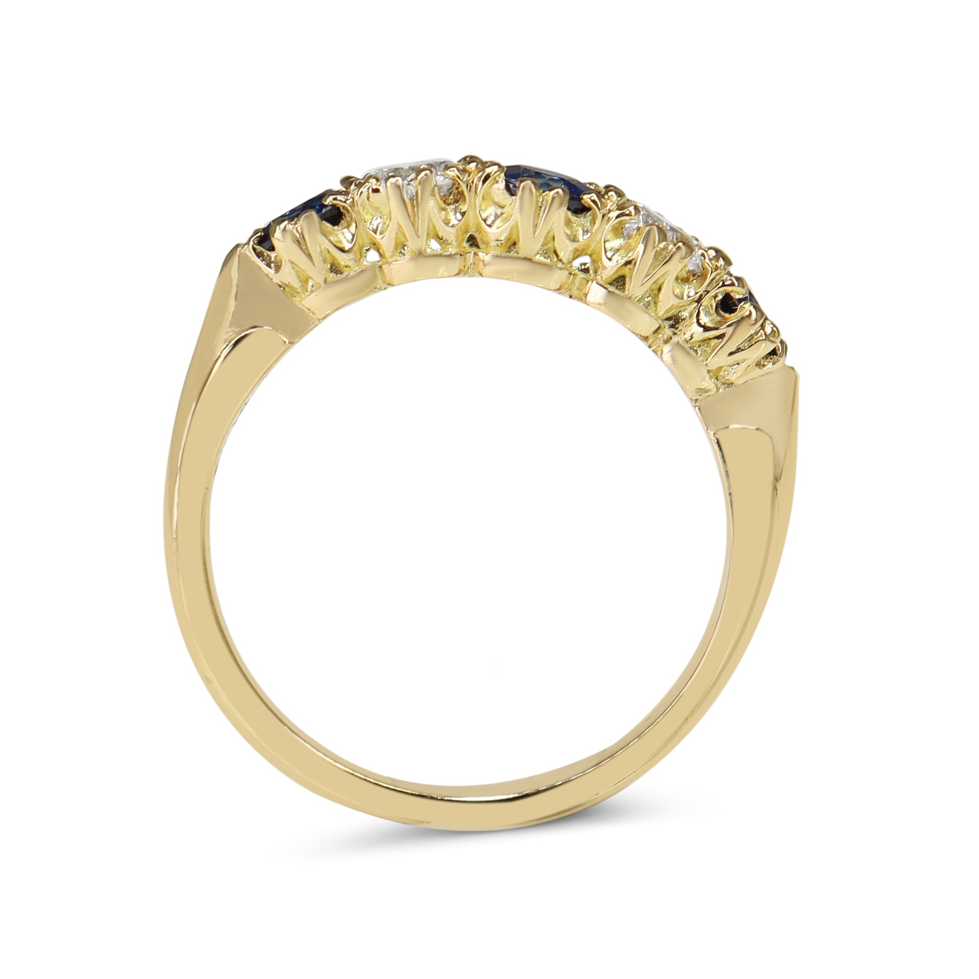 18ct Yellow Gold Sapphire and Diamond 5 Stone Ring