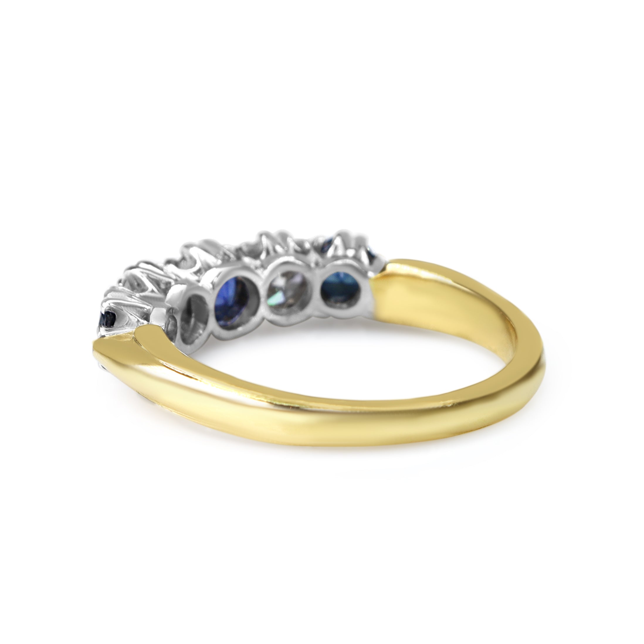 18ct Yellow and White Gold Sapphire and Diamond 5 Stone Ring