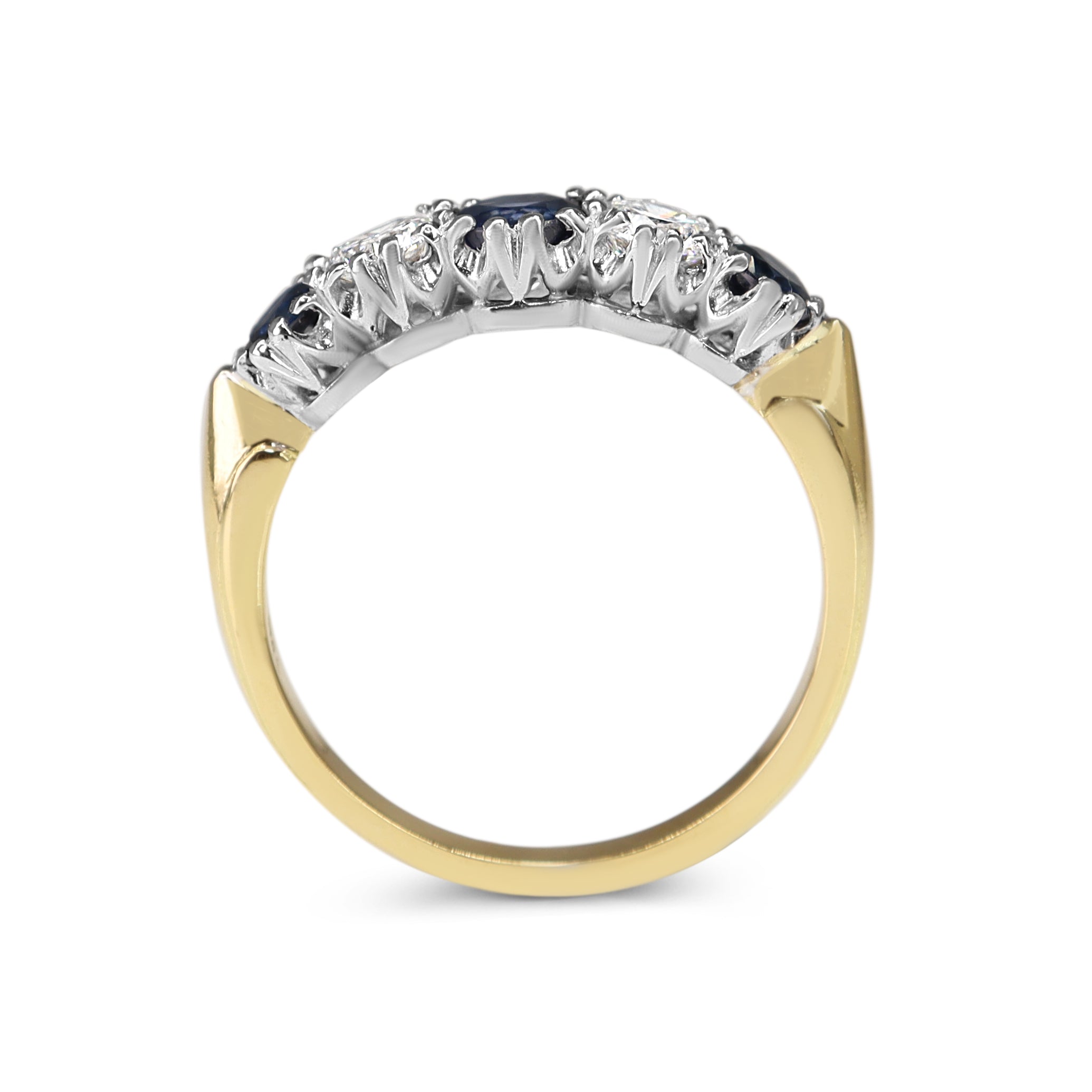 18ct Yellow and White Gold Sapphire and Diamond 5 Stone Ring