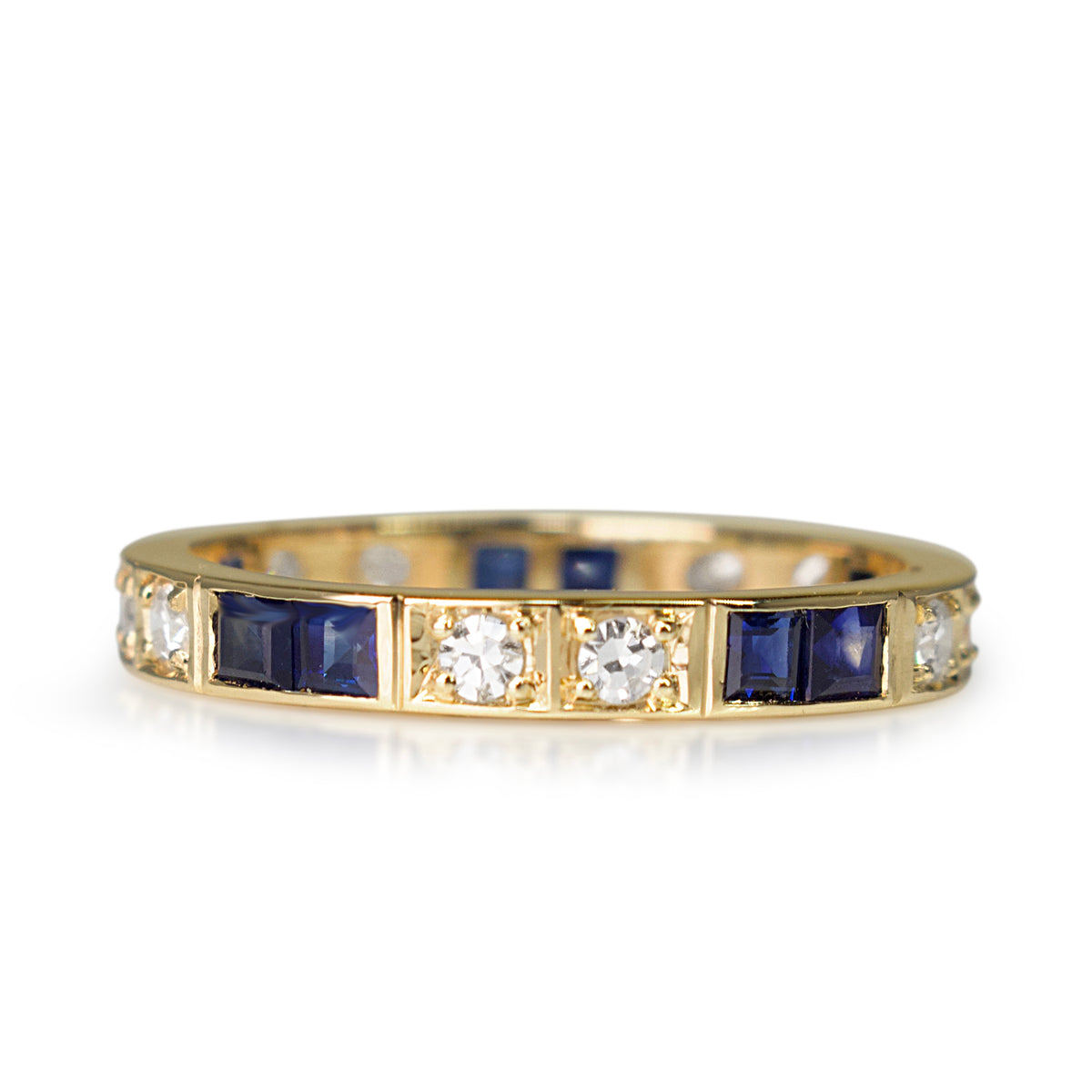 18ct Yellow Gold Sapphire and Diamond All Round Band Ring
