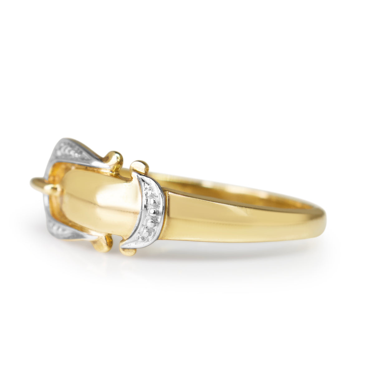 9ct Yellow and White Gold Diamond Buckle Ring