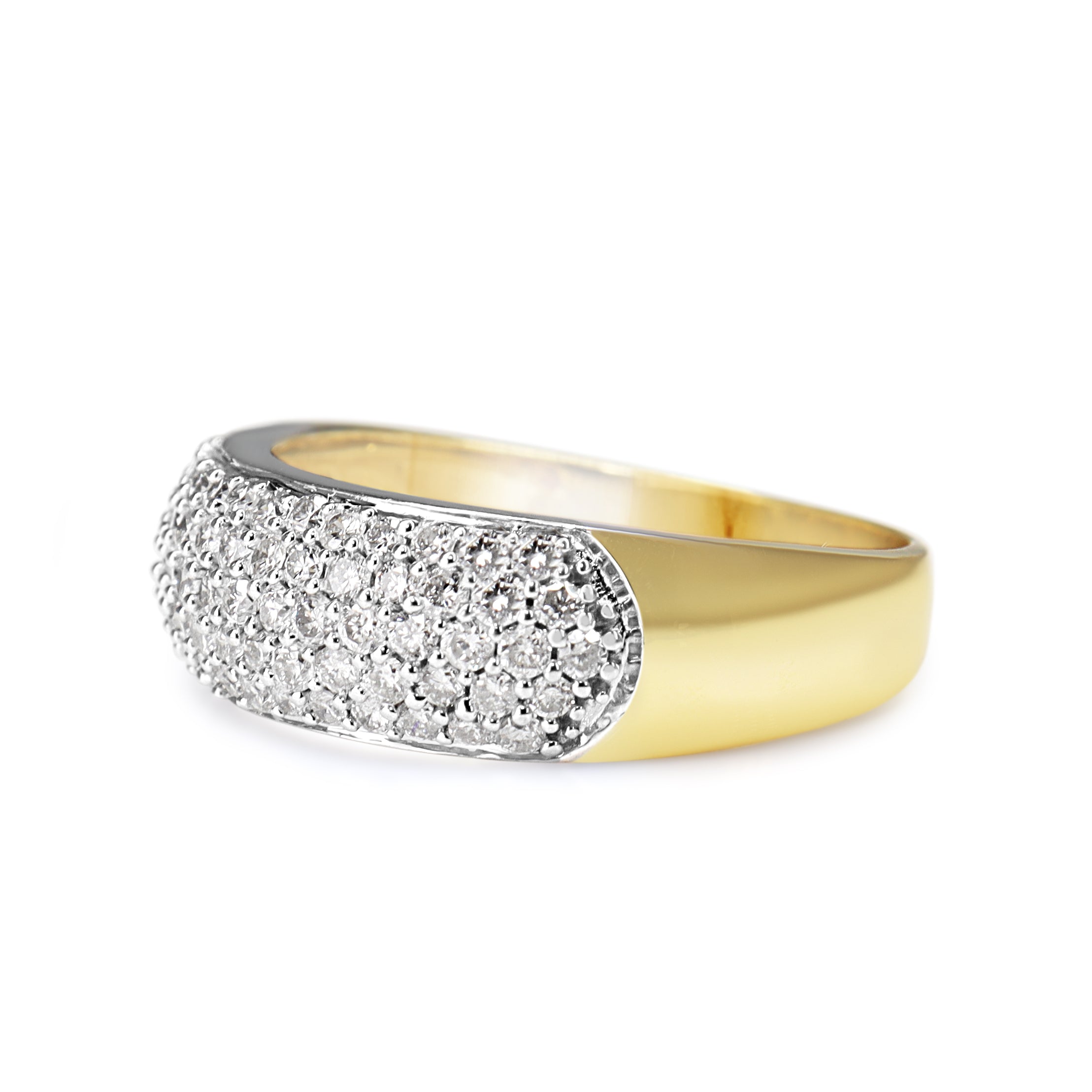 14ct Yellow and White Gold Pavé Diamond Band Ring