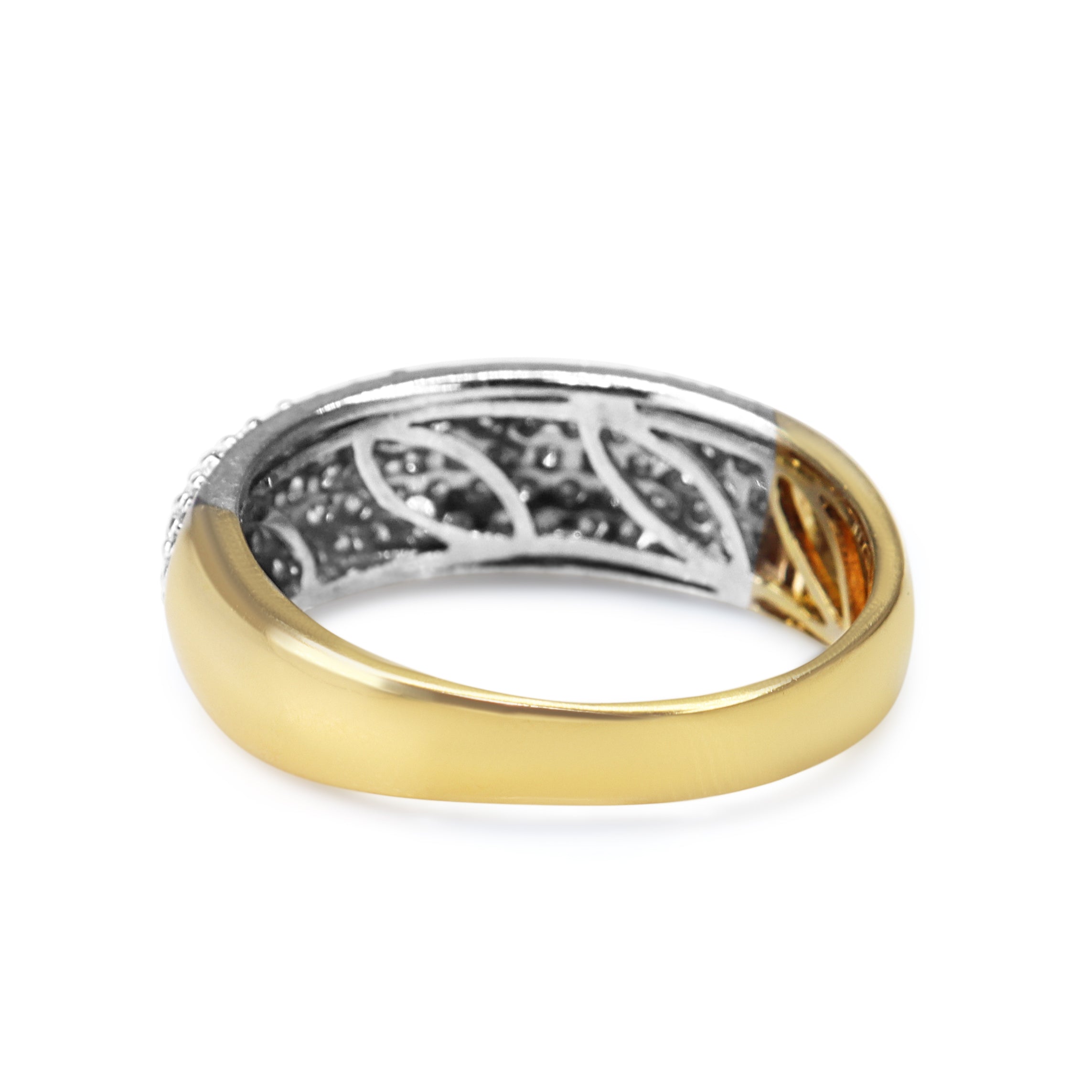 14ct Yellow and White Gold Pavé Diamond Band Ring