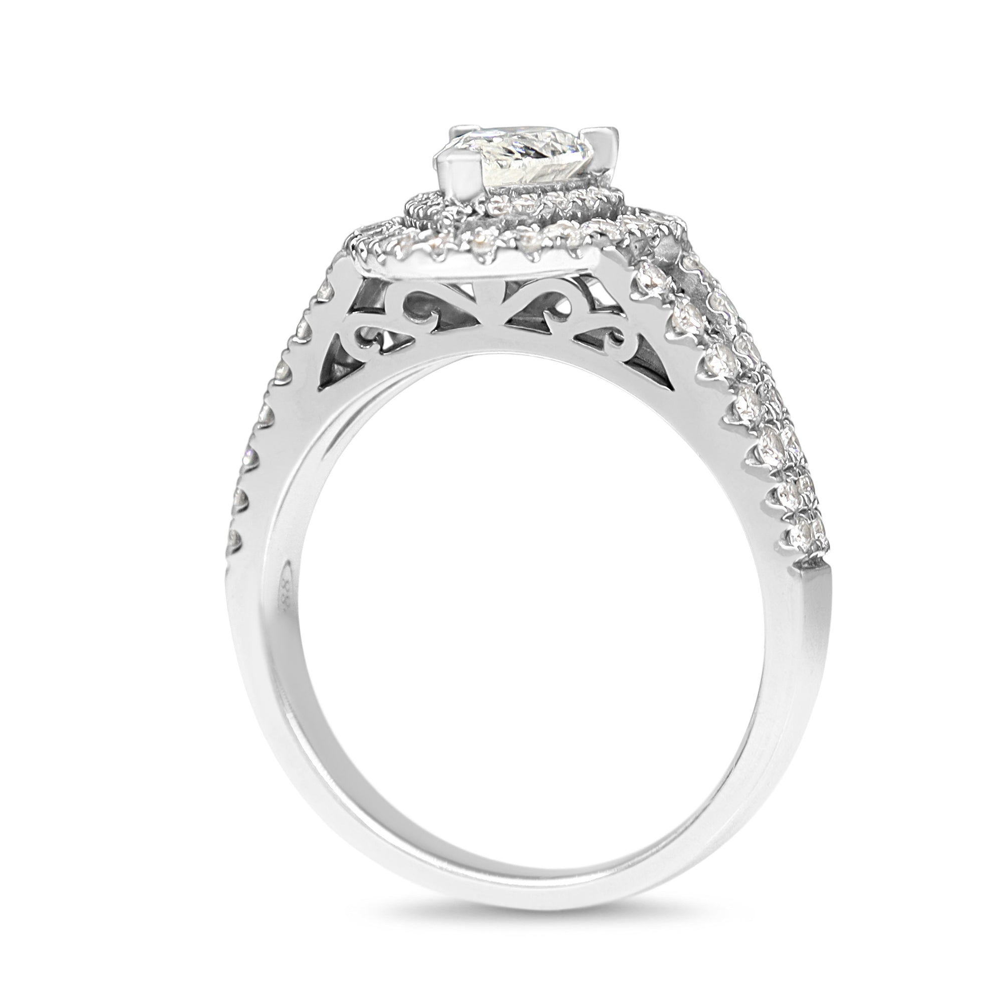 18ct White Gold Pear Shaped Double Halo Ring