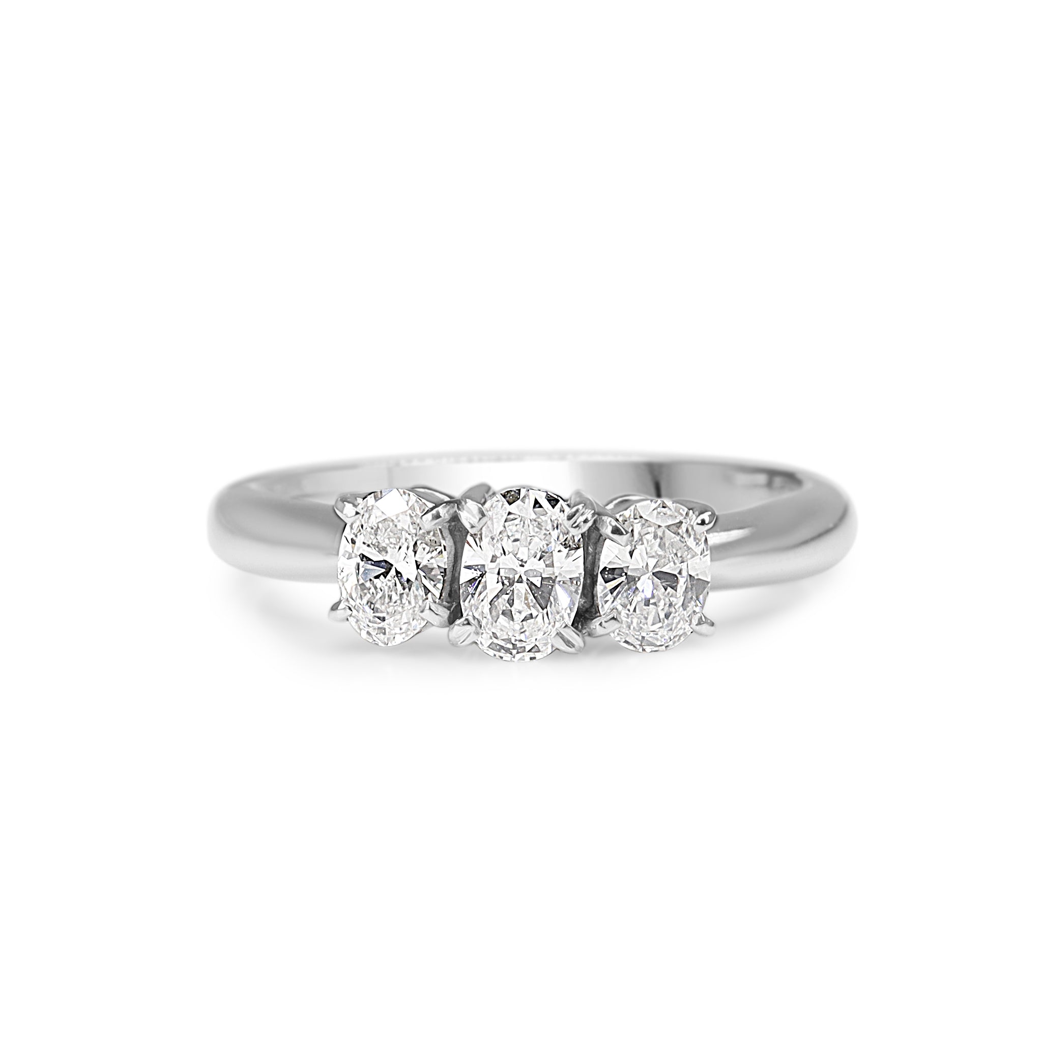 Platinum Oval 3 Stone Diamond Ring