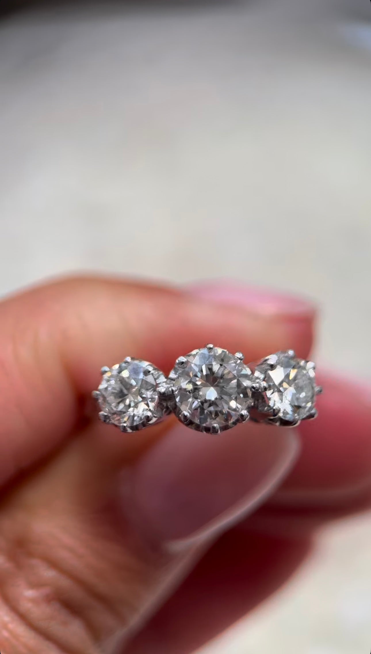 Victorian style three stone diamond ring Australia