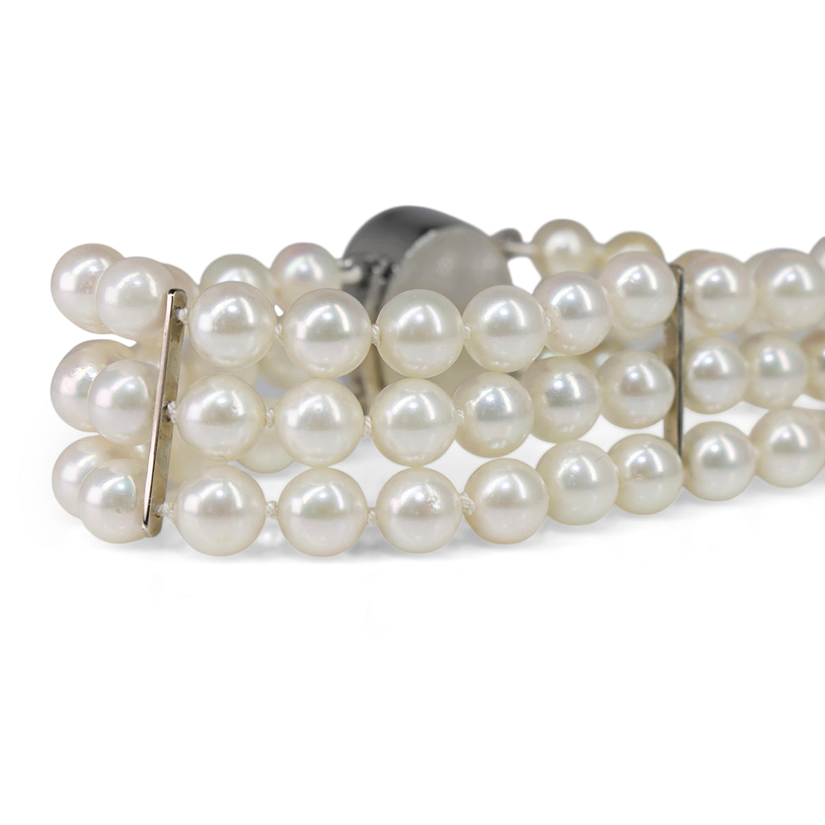 14ct White Gold Opal and Cultured Pearl 3 Strand Bracelet