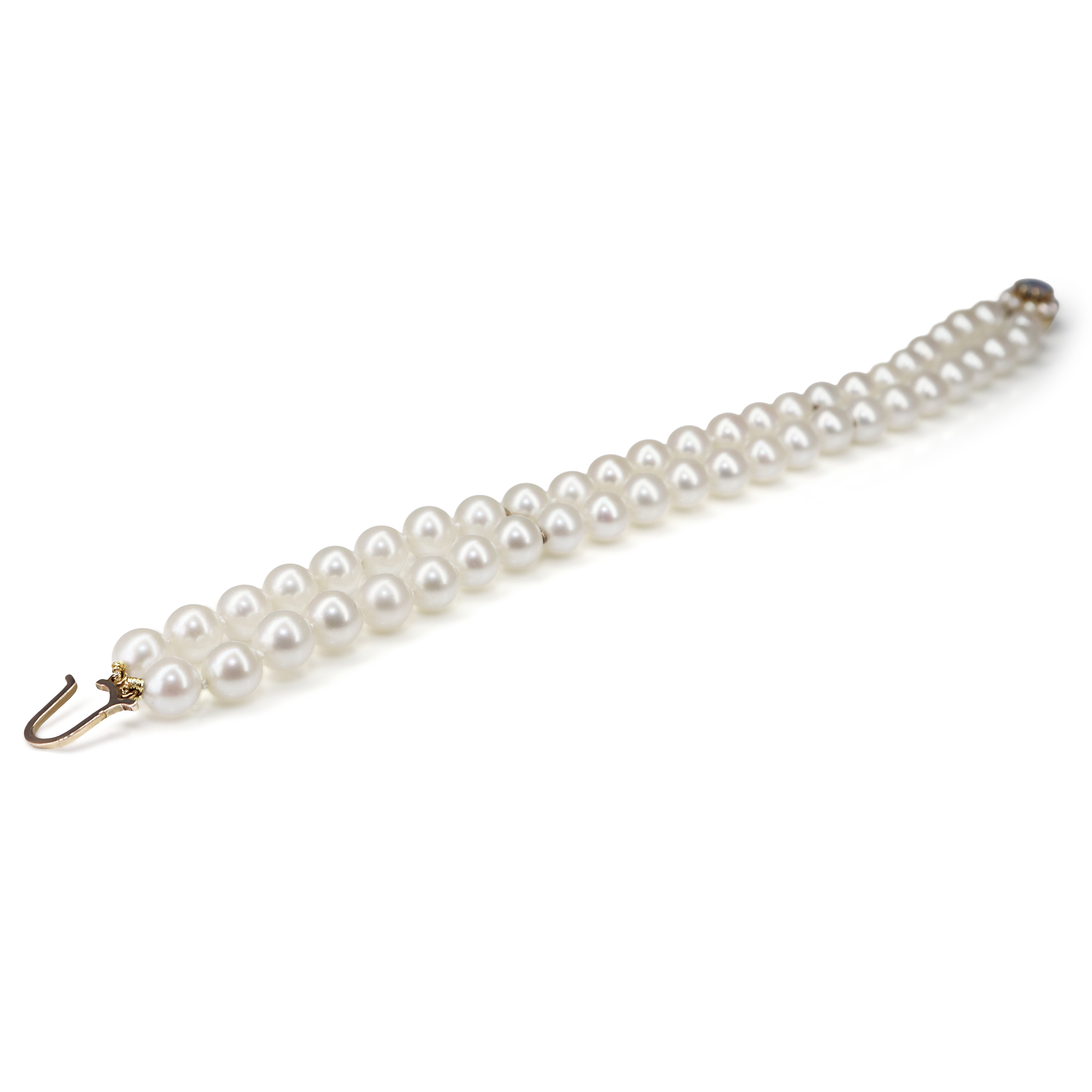 9ct Yellow Gold Triplet Opal and 7mm Pearl Double Row Bracelet