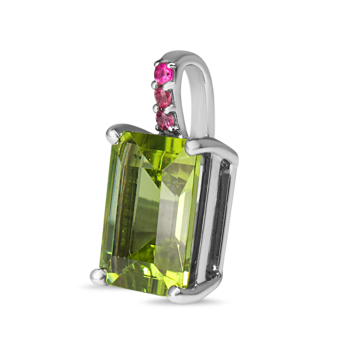 Platinum Peridot and Pink Sapphire Pendant