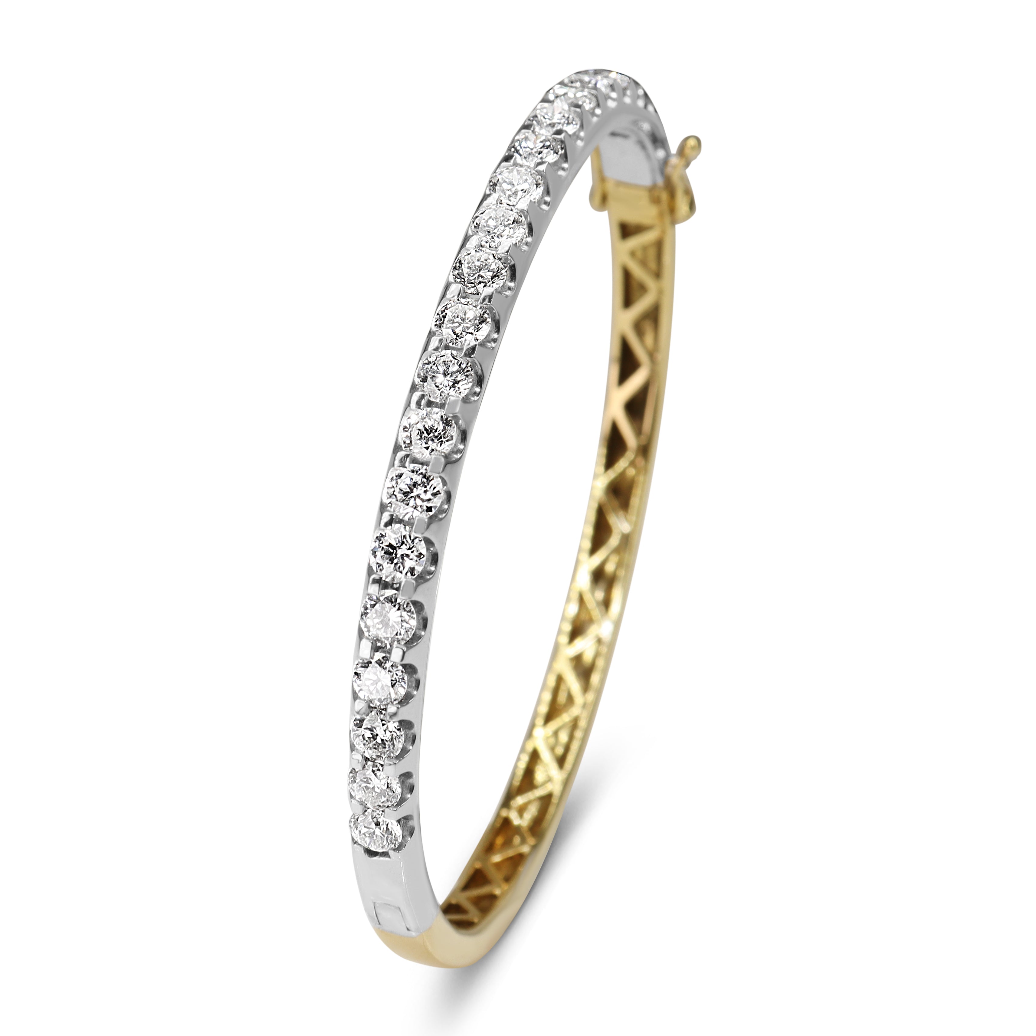 9ct Yellow and White Gold 4.00ct Diamond Bangle