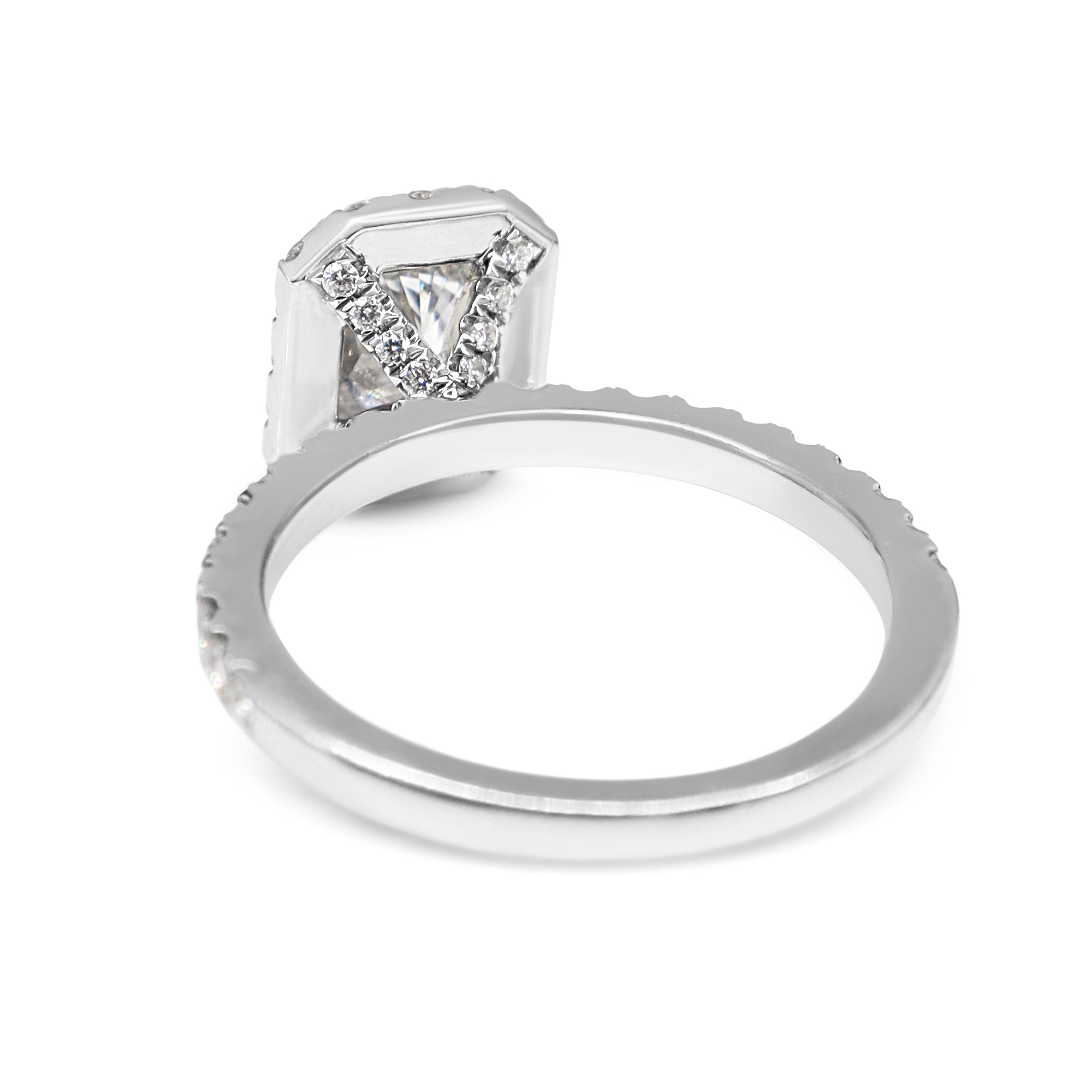 18ct White Gold Radiant Cut Diamond Halo Ring
