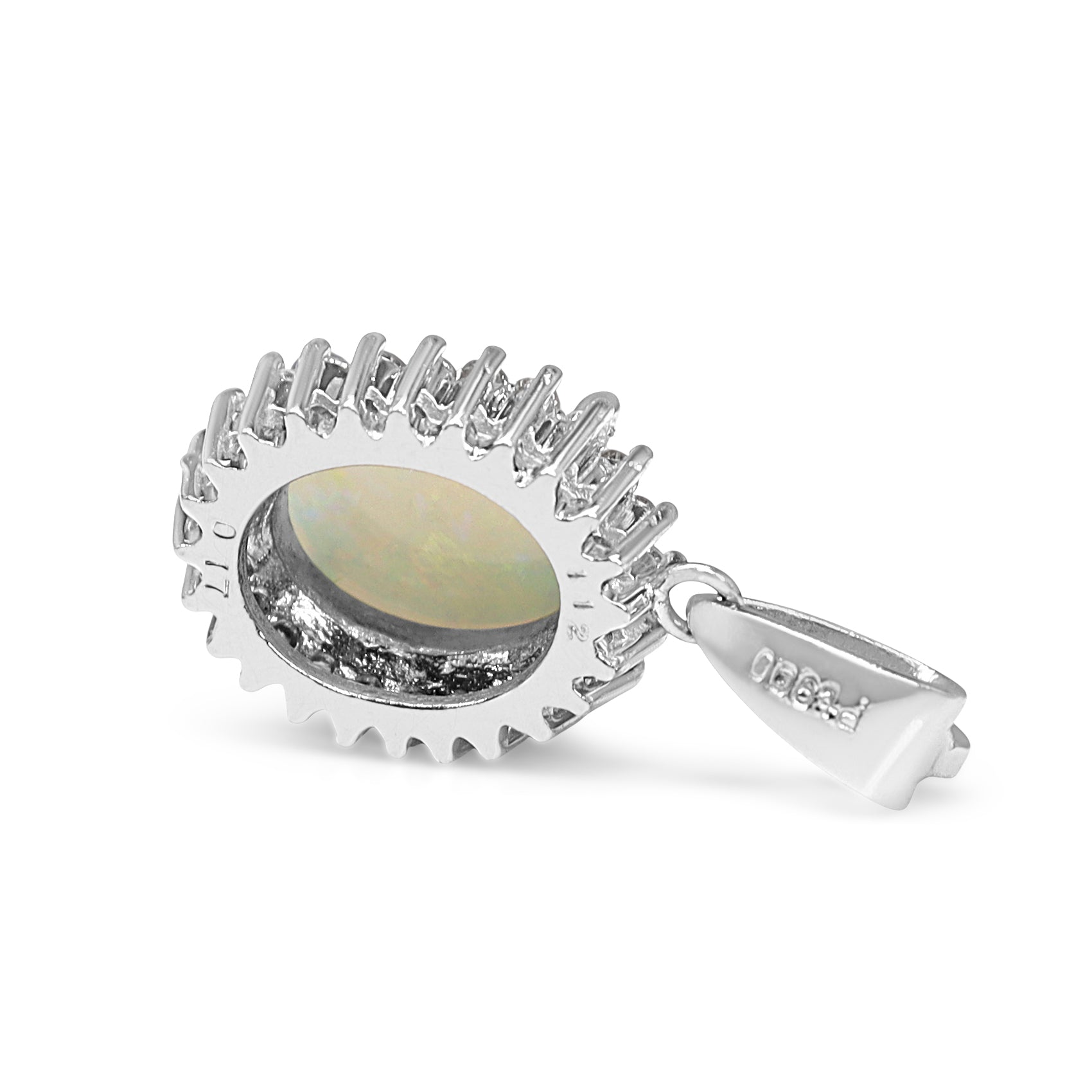 Platinum Opal and Diamond Halo Pendant